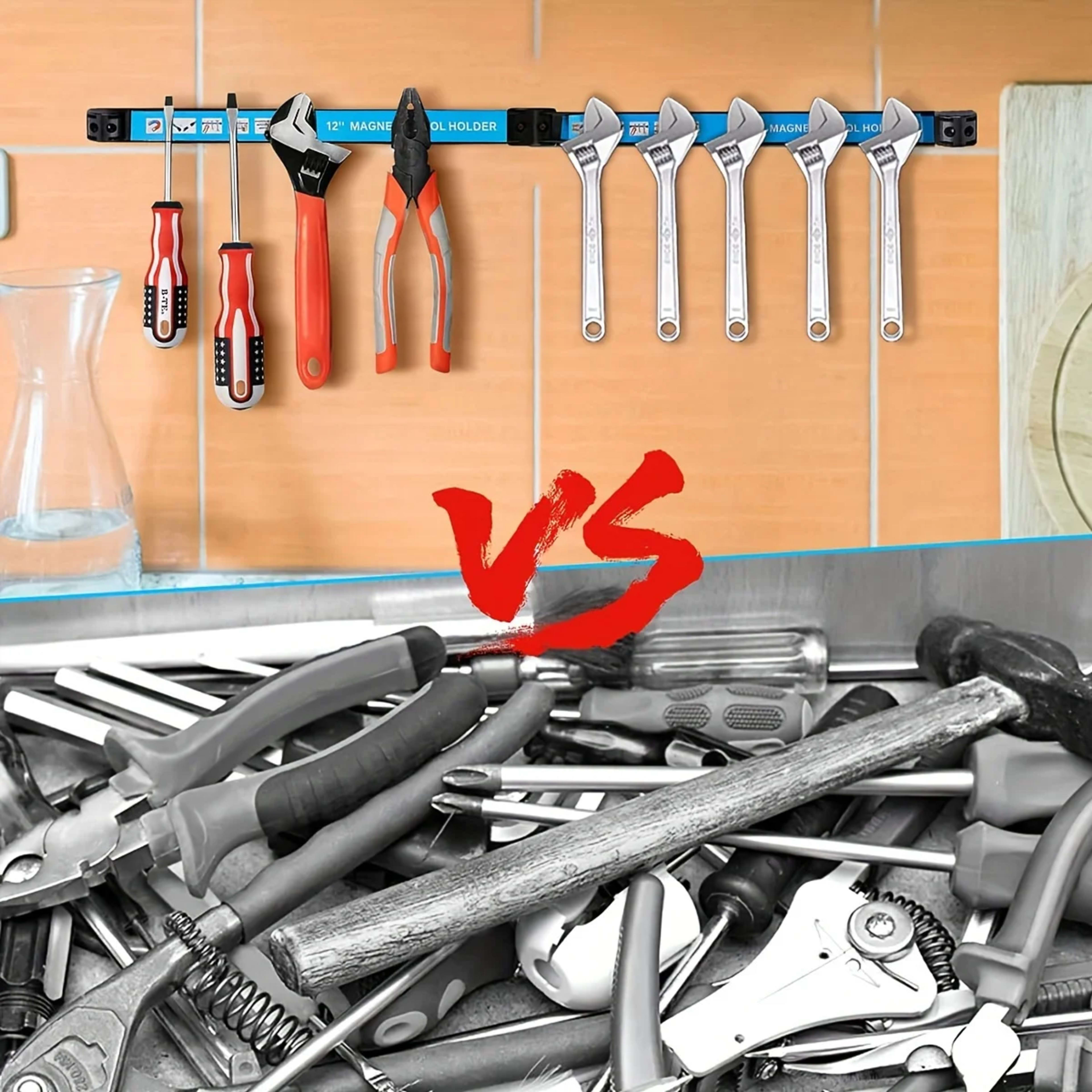 8,12,18,24inch Magnetic Tool Holder Heavy Duty Tool Bar,Space Saving Metal Organizer Rack Tool for Workshop Garage Home 5
