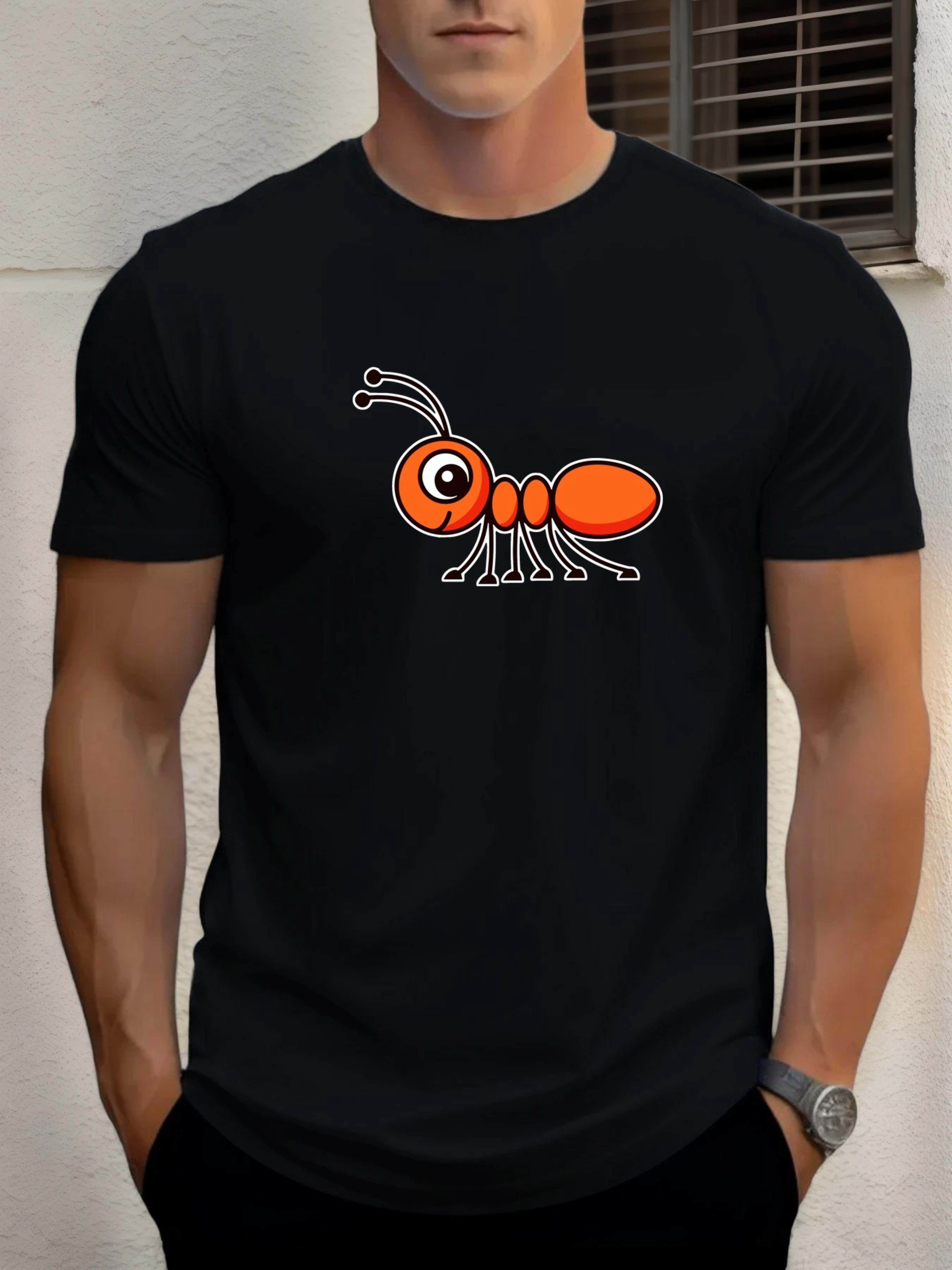 T Shirts For Men Ant 100% Cotton Graphic Printing Summer Round Neck T-Shirt Casual Breathable Street Style Daily Top 1