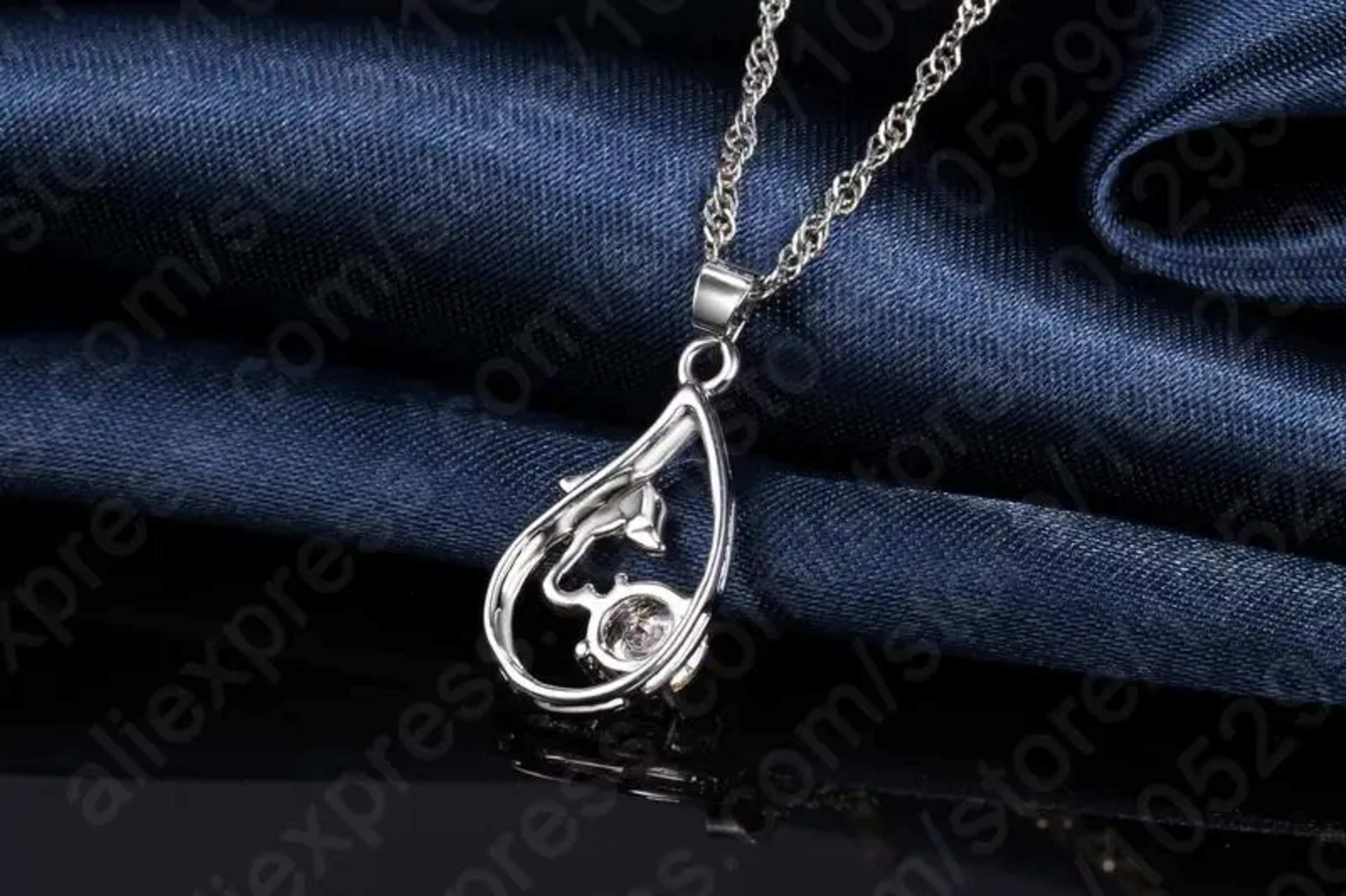 Wedding Bridal Jewelry Sets for Women Neckalce and Earrings 925 Sterling Silver Romantic Style Jewelry for Women As Gift 2