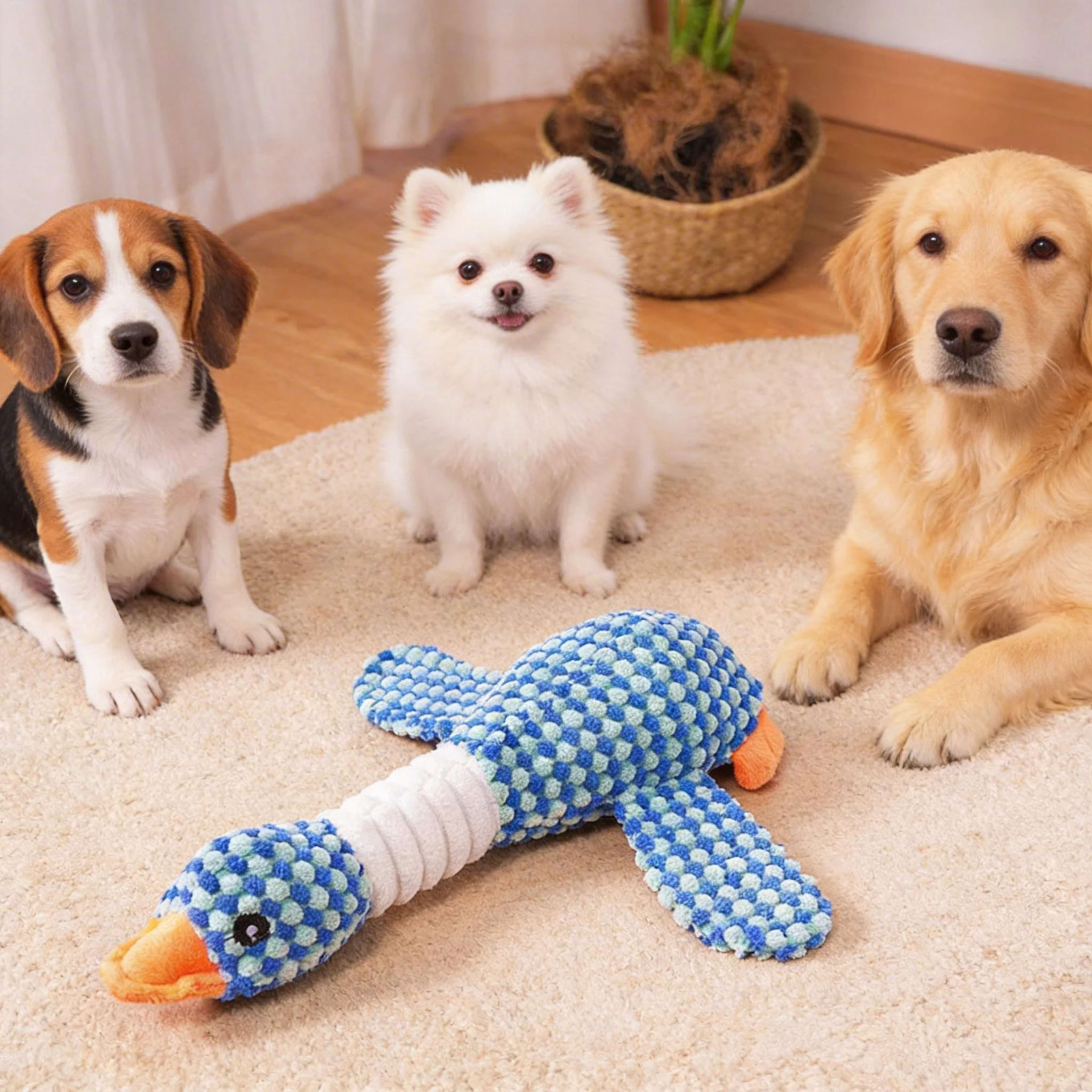 New Dog Toy Plush Blue Goose Pet Teddy Puppy Large Dogs Toys Duck Tough Bite Chew Plush Sound Toy Relieve Boredom Pet Su 3