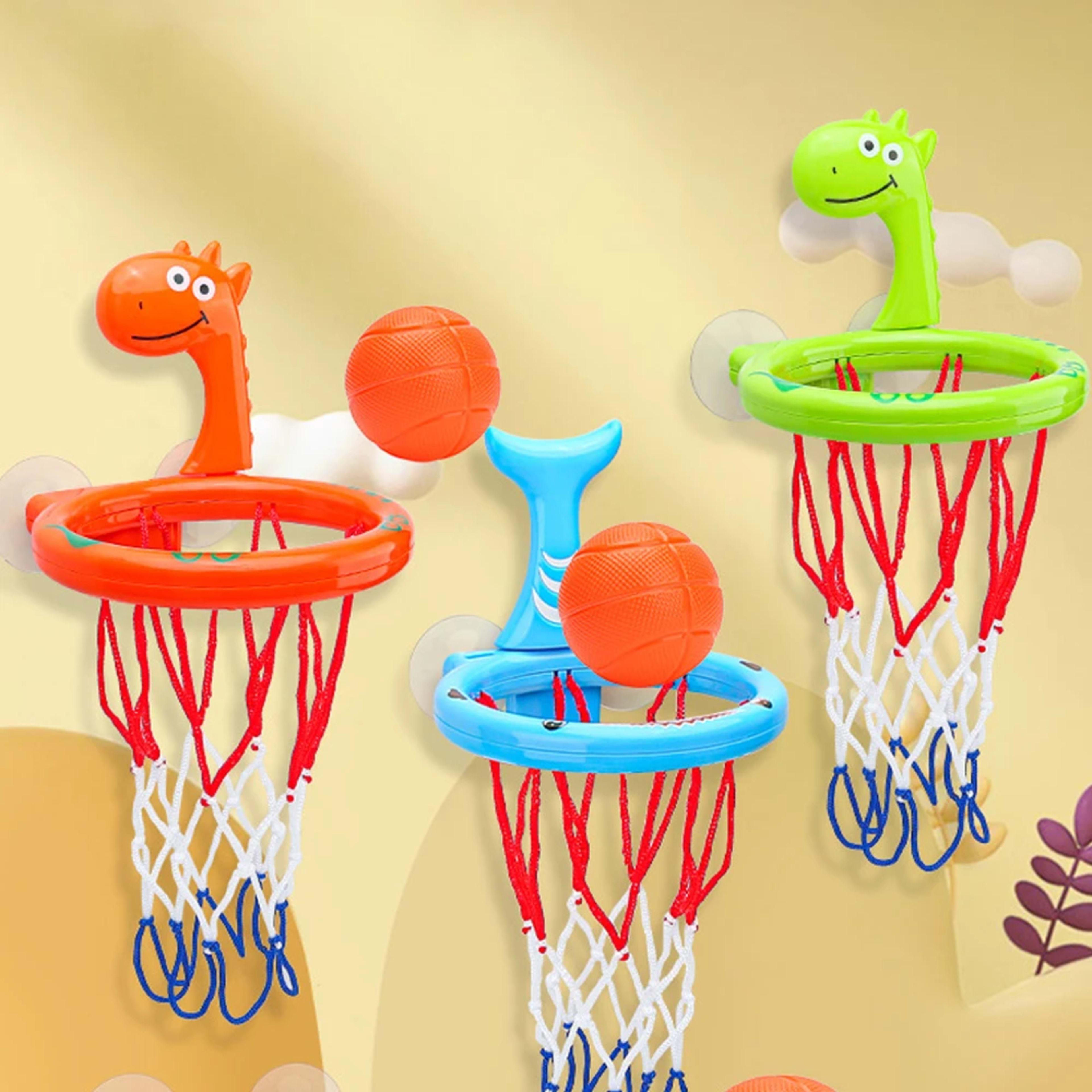 Baby Bath Toy Children Water Play Toys Set Bathroom Bathtub Suction Cup Shooting Basketball Hoop with 3 Balls Bath Toys