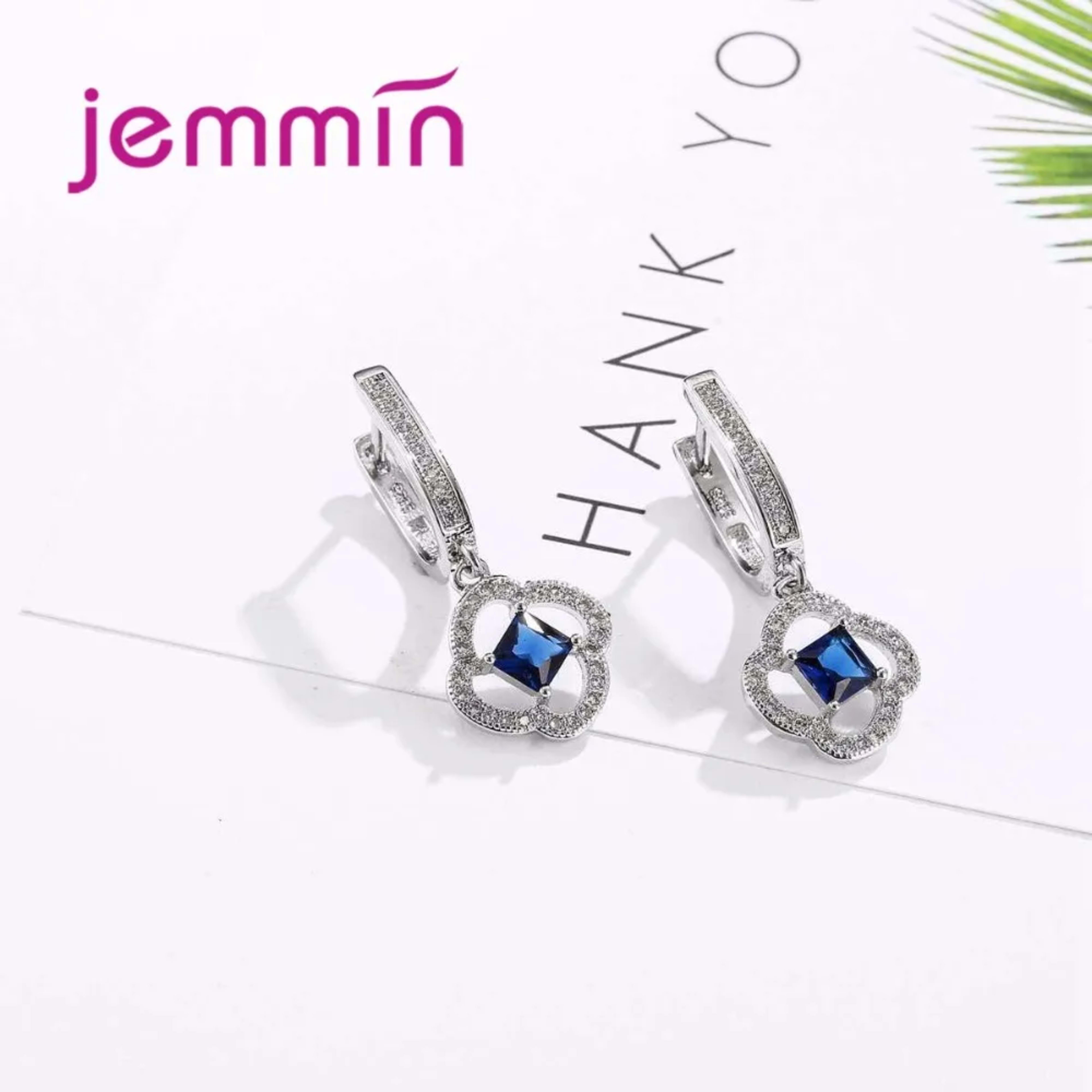 Women Jewelry Set Trendy 925 Silver  Cubic Zirconia Pendants Necklace Dangle Earrings Set For Engagement Wedding Accesso 5