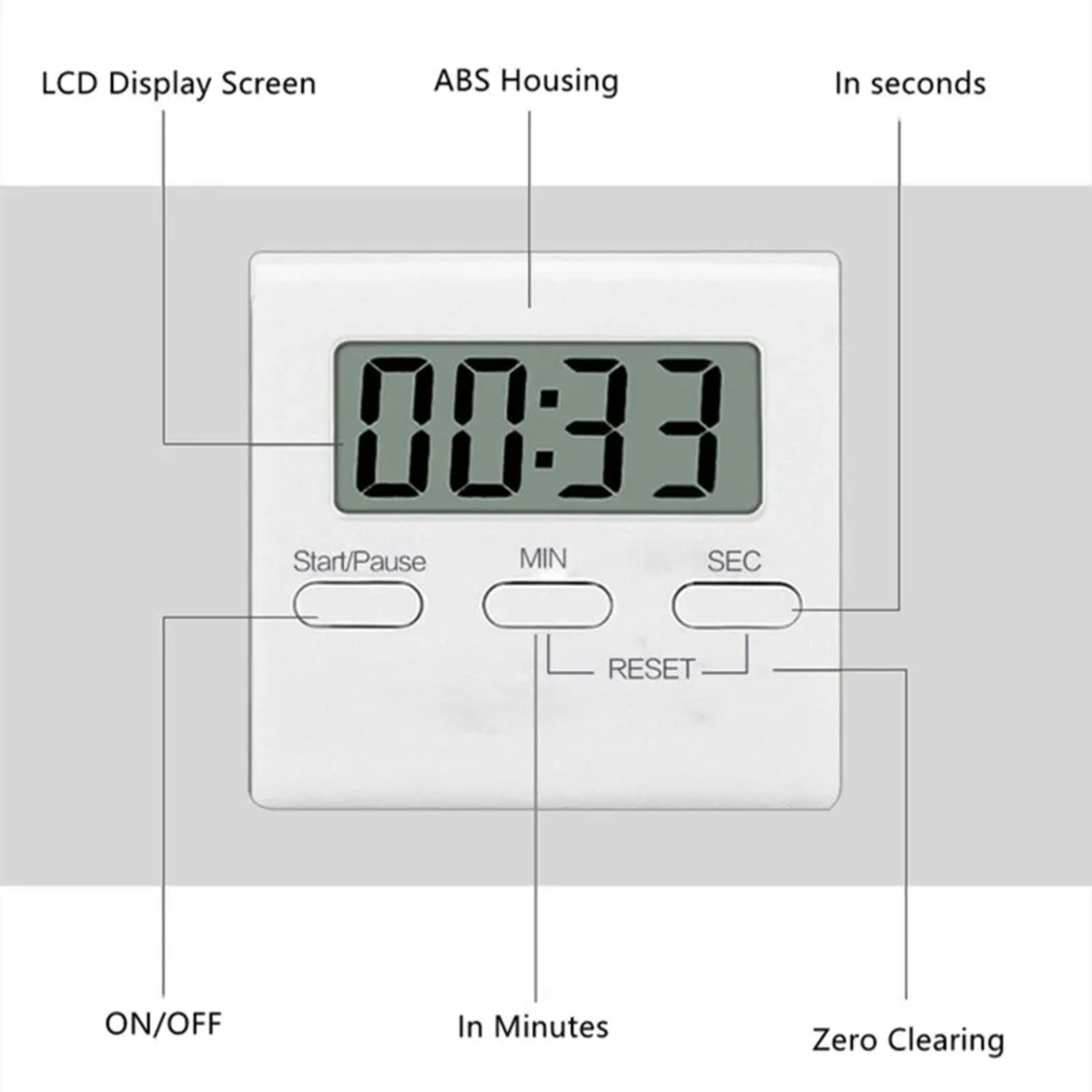 Magnetic Kitchen Gadget Digital Kitchen Timer - LCD Manual Countdown Cooking Timer Mechanical Digital Timer for Cooking 5