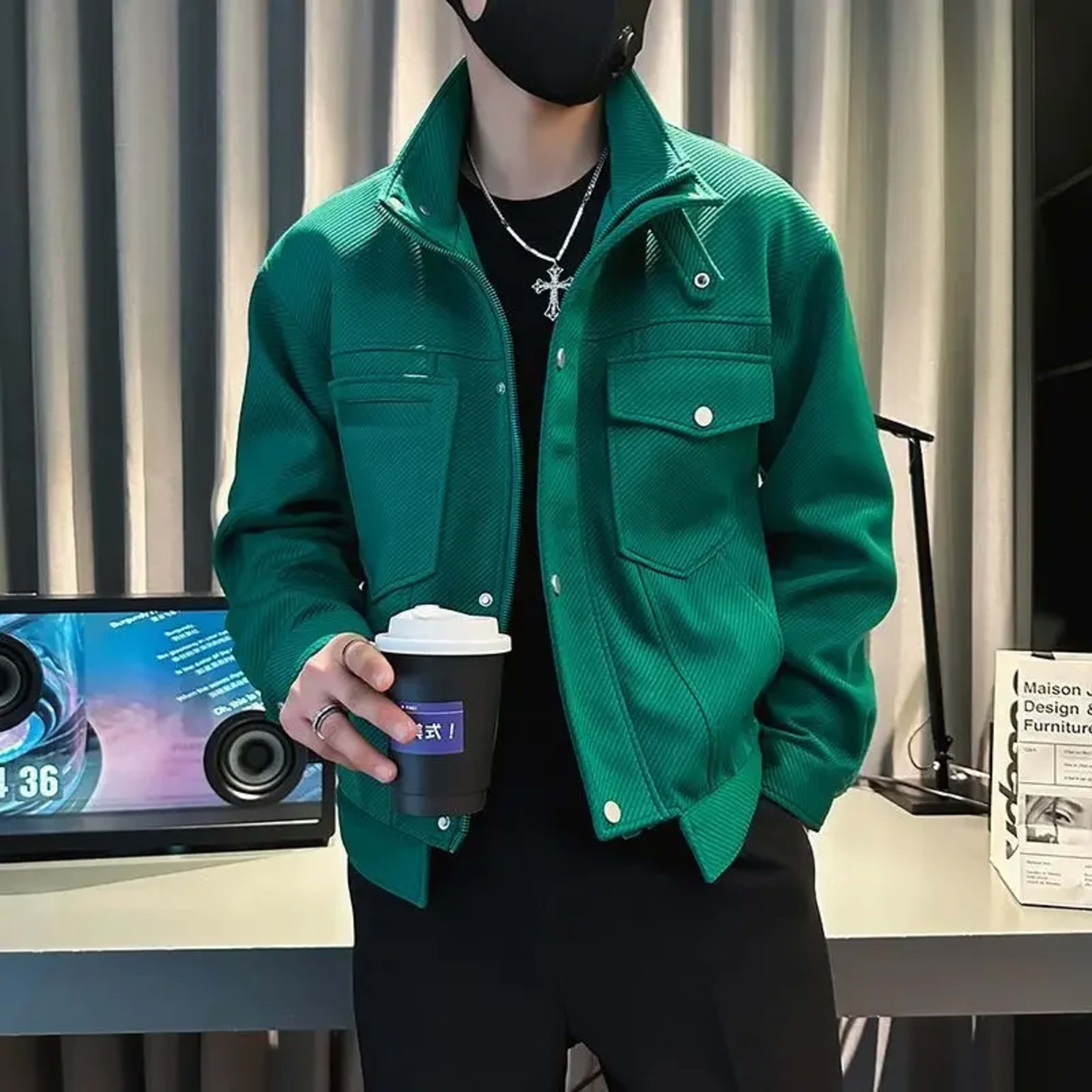 Jacket for Men Short Green Man Coat Cargo New in Y2k Cold High Quality Vintage Joker Luxury Designer Original Brands Che 1