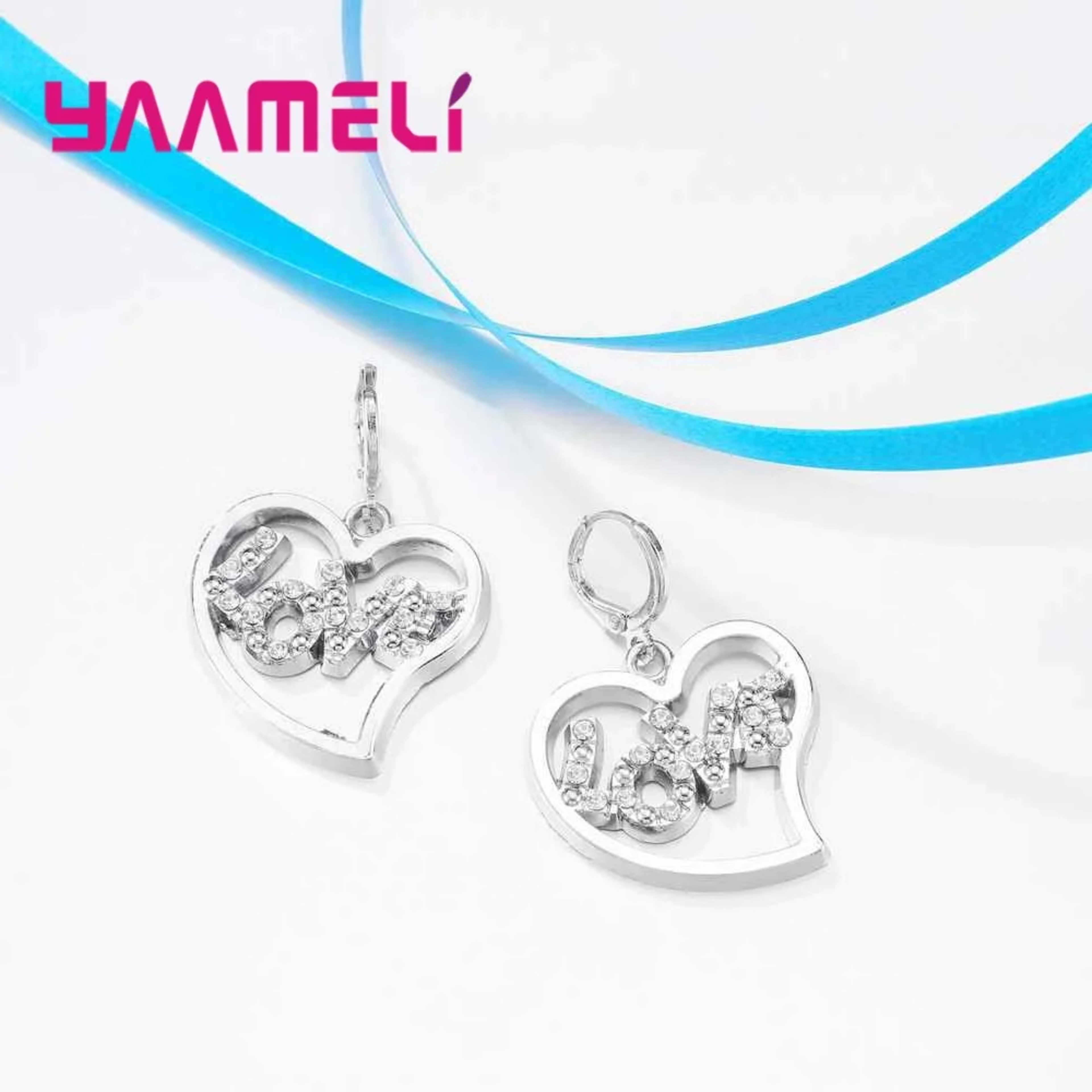 Trendy Jewelry Accessory Real 925 Sterling Silver Pendants Necklaces /Earrings Engagement Women Jewelry Sets 5