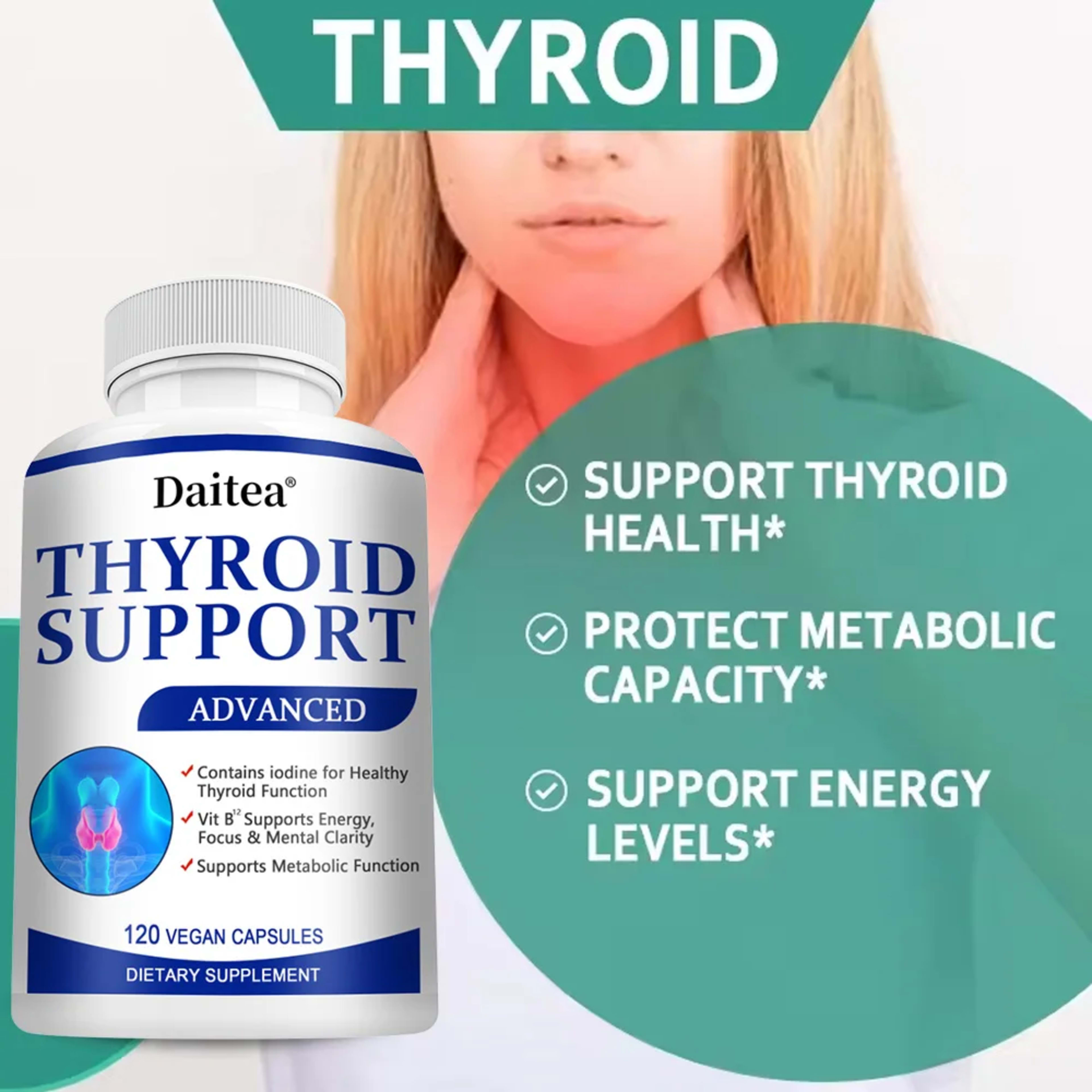 Thyroid Supplement with L-tyrosine, Iodine, Zinc & Selenium - Promotes Memory, Cognitive, Thyroid Health and Metabolism, 2