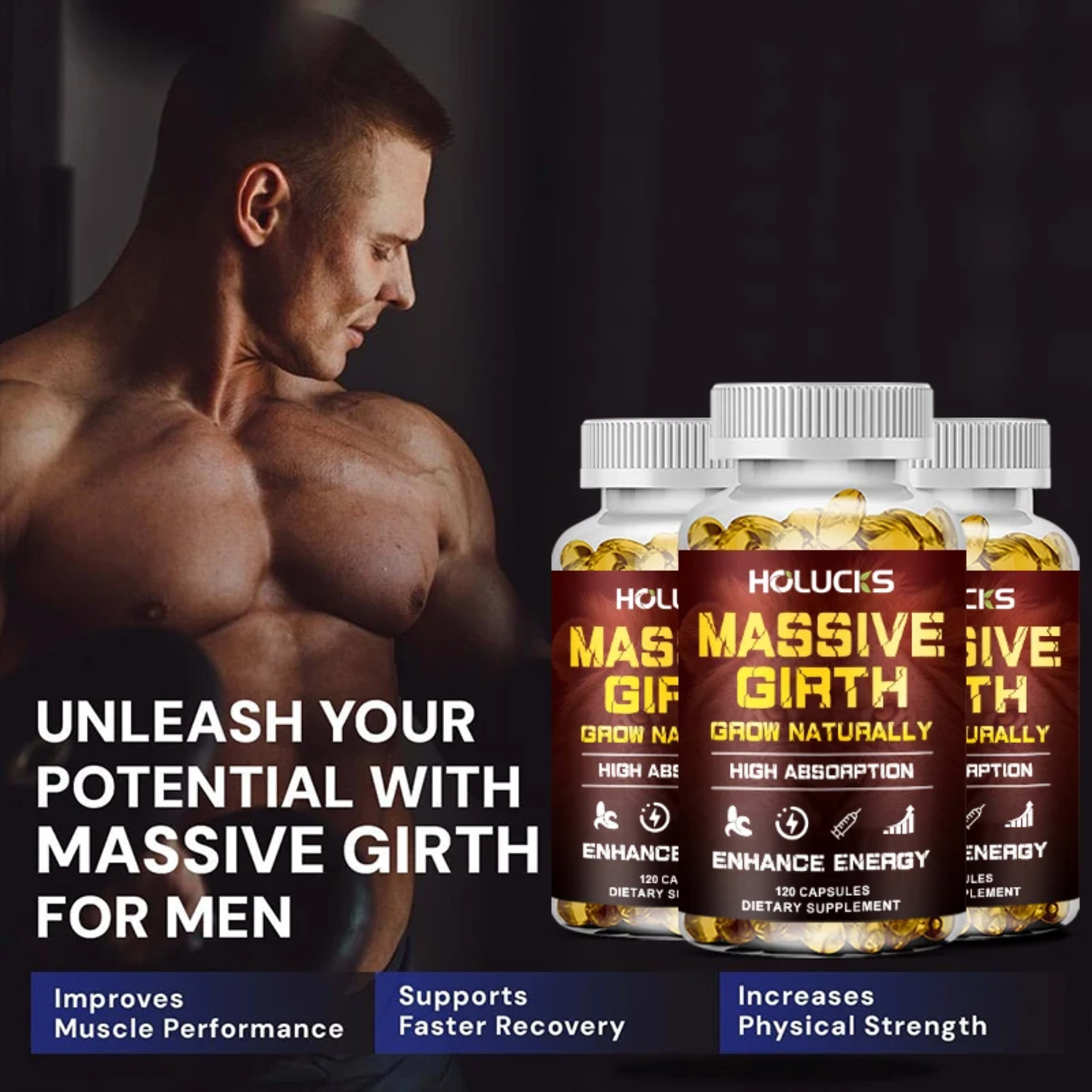 Men's Health Supplement Capsules, Enhances Performance & Energy, for Stamina, Muscle Strength Booster 6