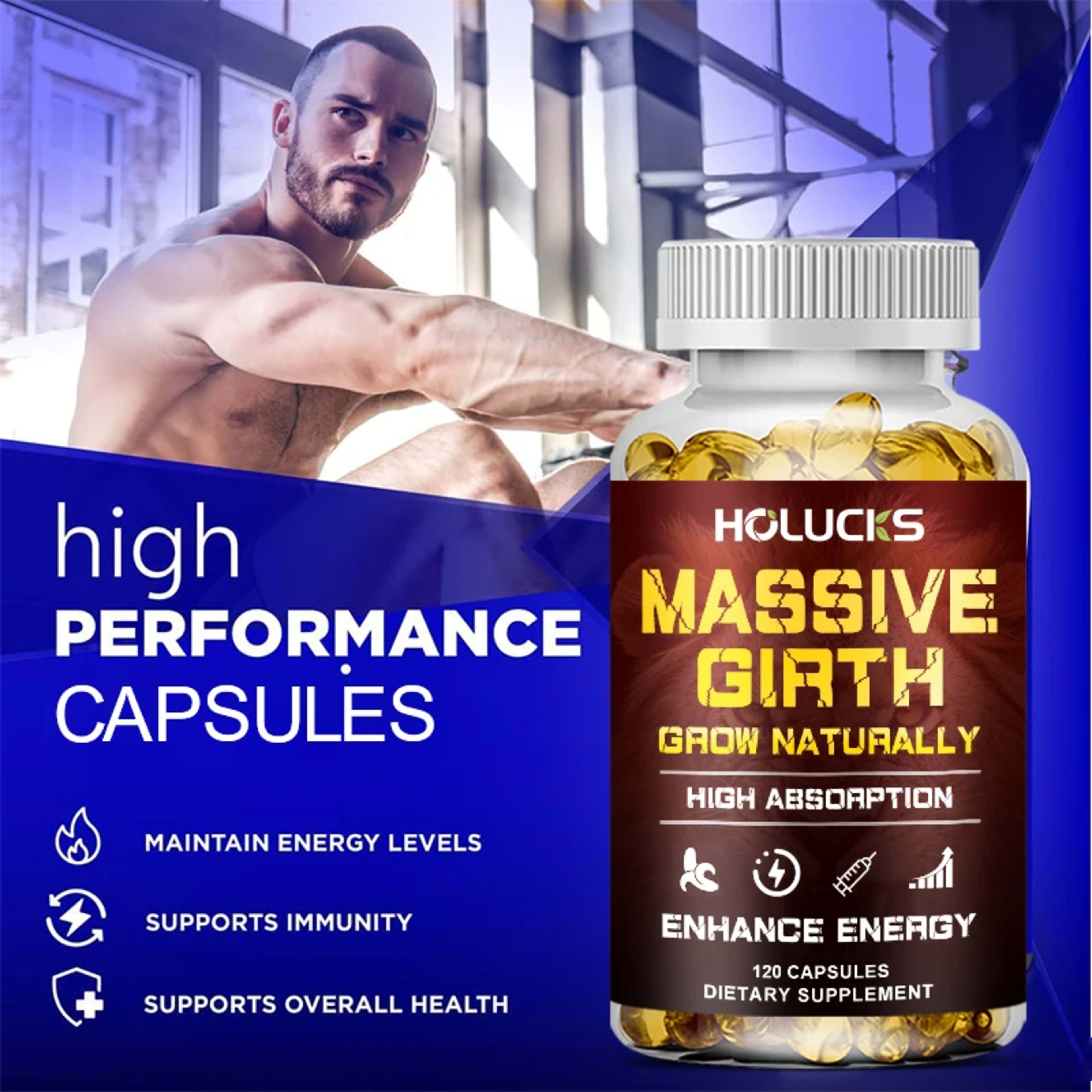 Men's Health Supplement Capsules, Enhances Performance & Energy, for Stamina, Muscle Strength Booster 2