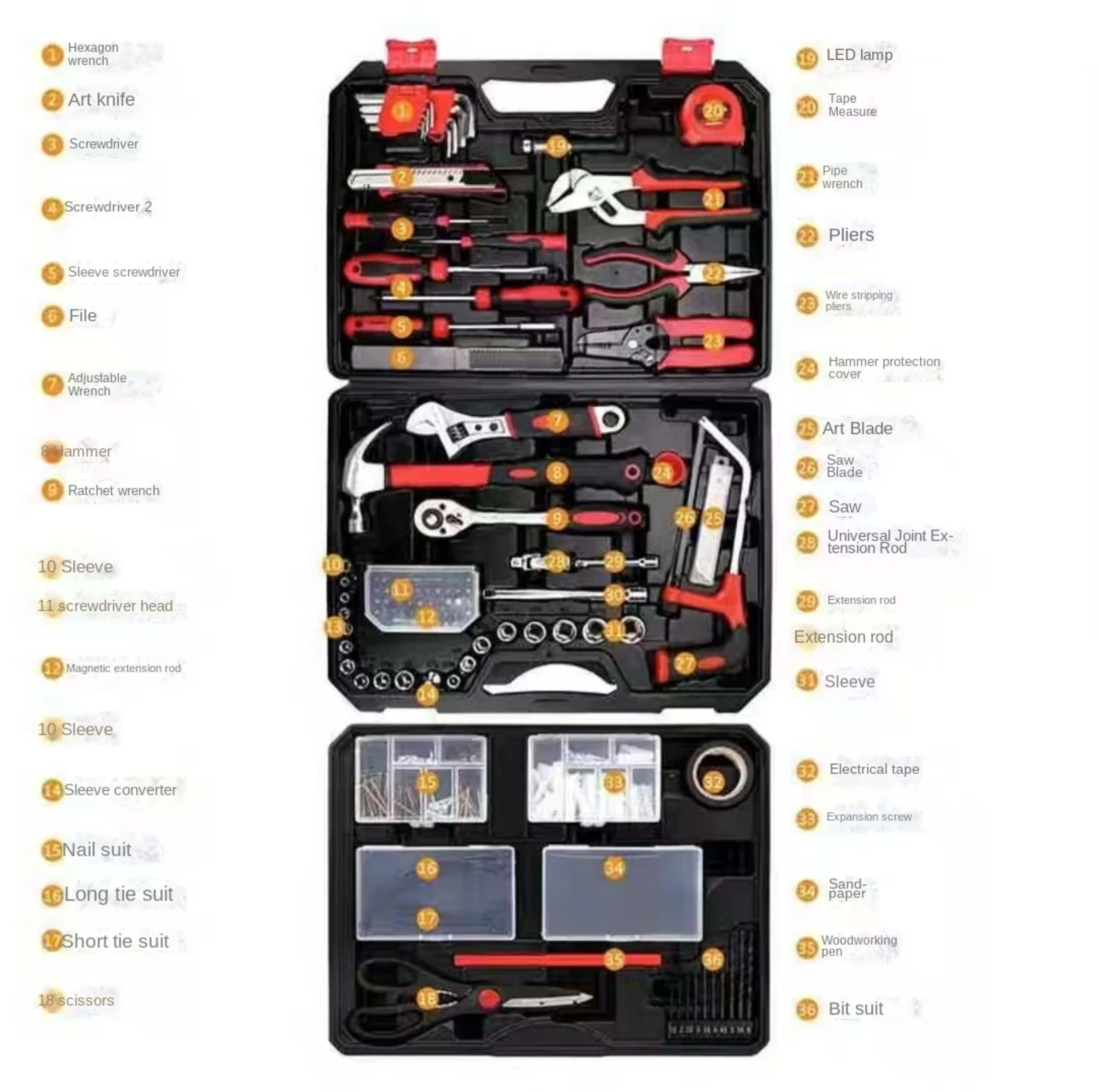 Household Repair Tool Kit Multi-function Hardware Tool Set Auto Repair Tool Kit 2