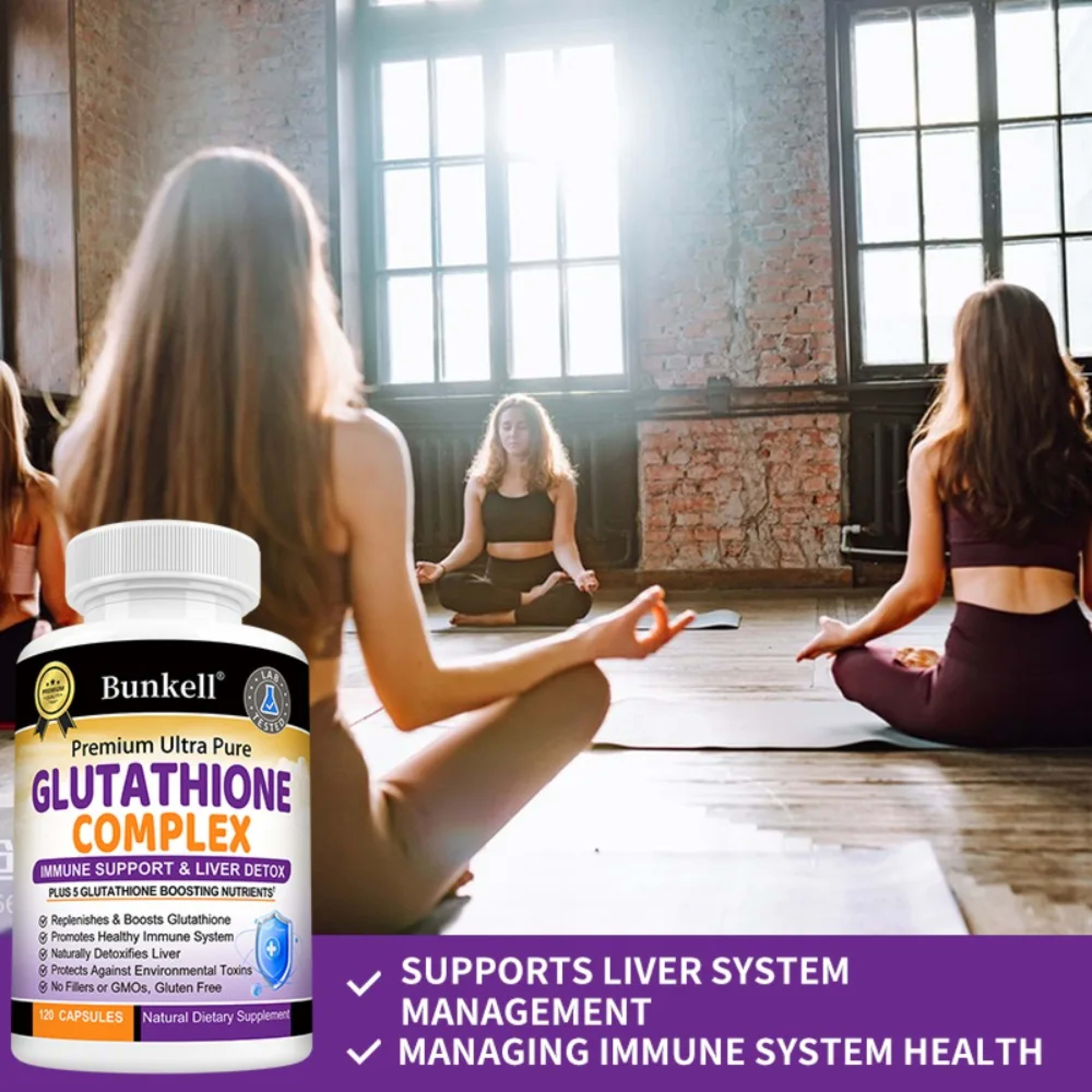 Glutathione Supplement 500mg - Liver Detox with Quercetin, Vitamin C, Milk Thistle, Immune Support, Enhanced Immunity He 3