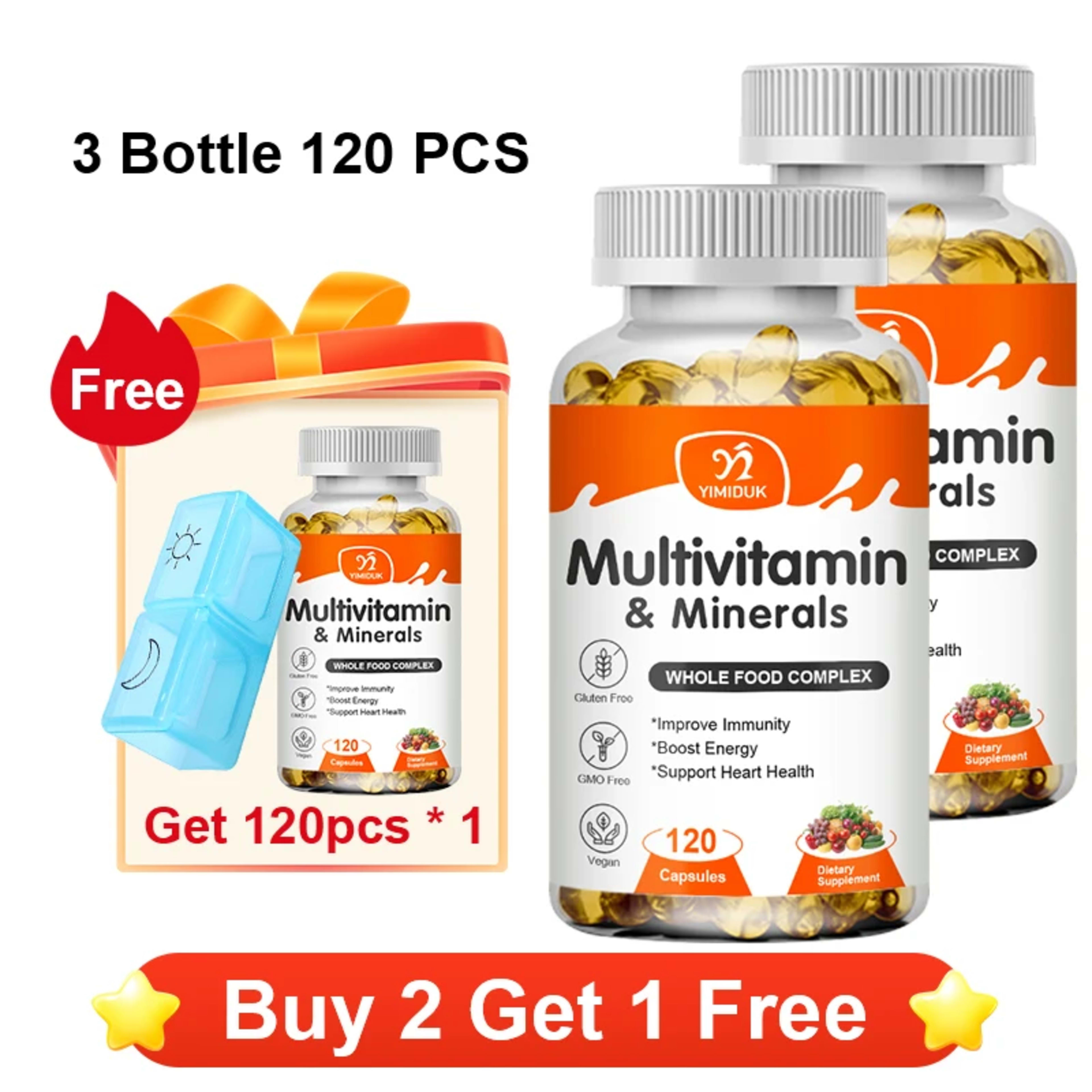 Multivitamin & Minerals Supplement,with Probiotics, Supports Digestive Health, Immunity, Heart Function, Energy & Antiox