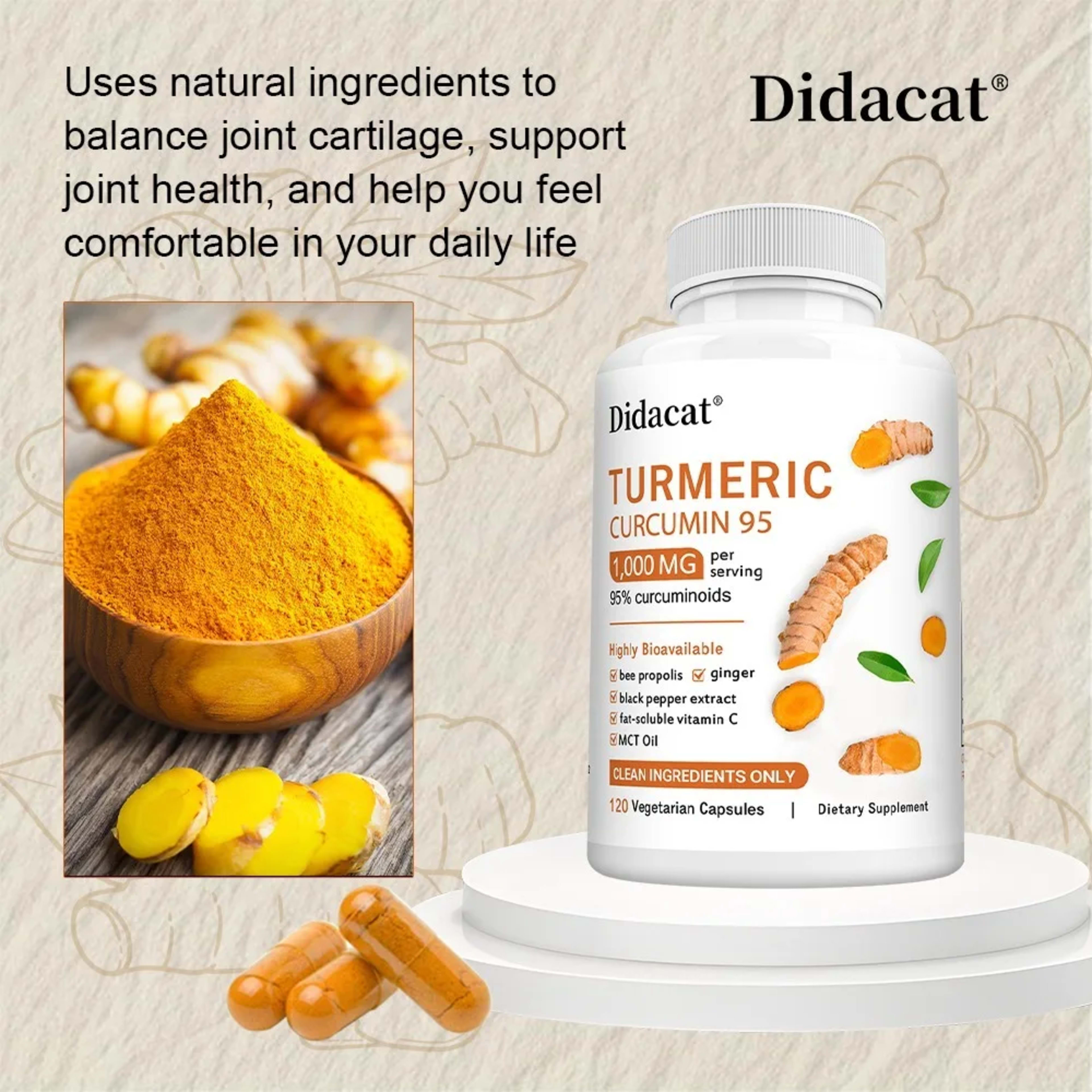 Turmeric Curcumin Supplement 1,000mg – 95% Curcuminoids with Black Pepper & Ginger, Supports Joint & Antioxidant Health 6