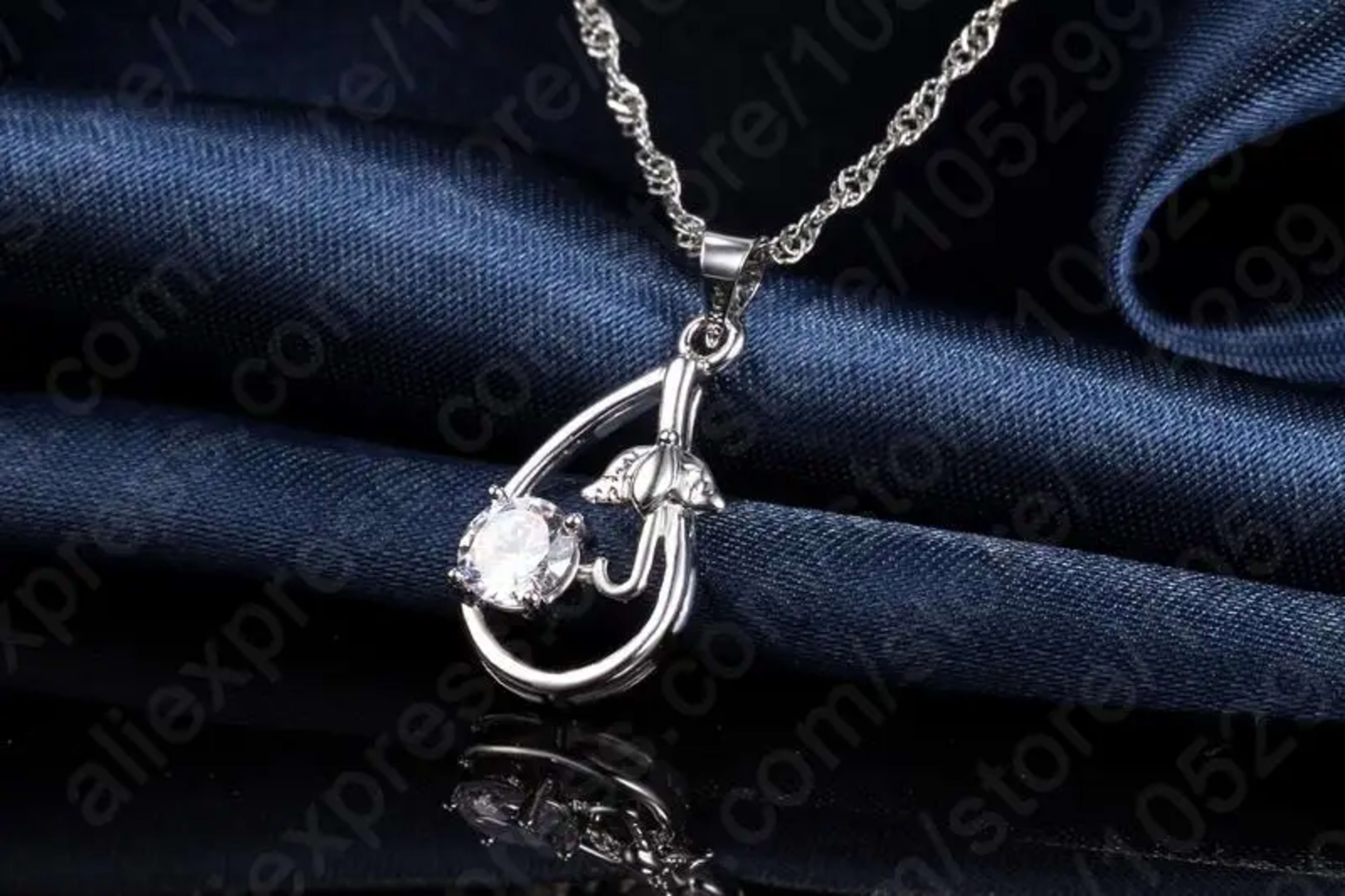 Wedding Bridal Jewelry Sets for Women Neckalce and Earrings 925 Sterling Silver Romantic Style Jewelry for Women As Gift 5
