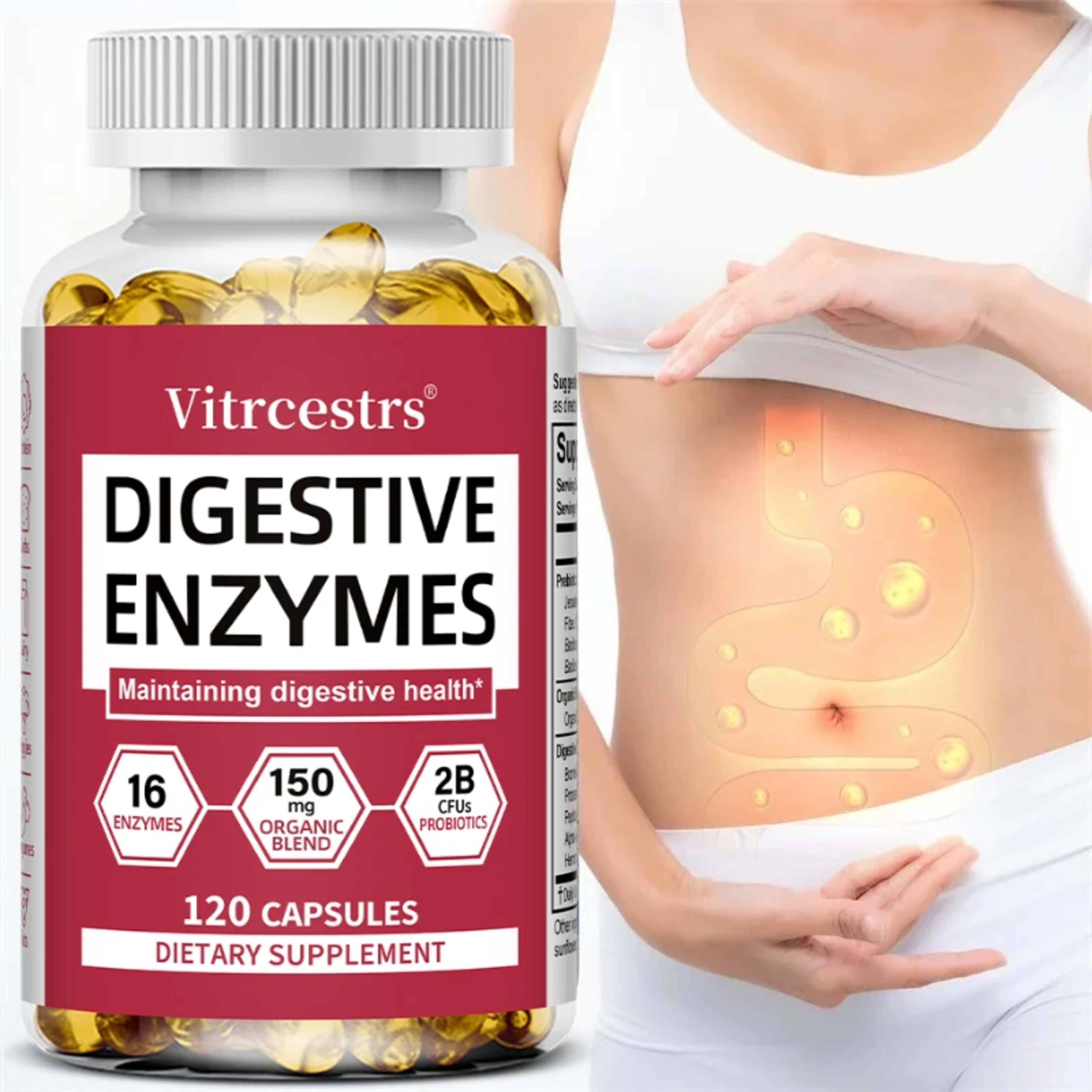 Digestive Enzymes Supplement - Digestion and Intestinal Health for Adults Men and Women, Promotes Nutrient Absorption 1