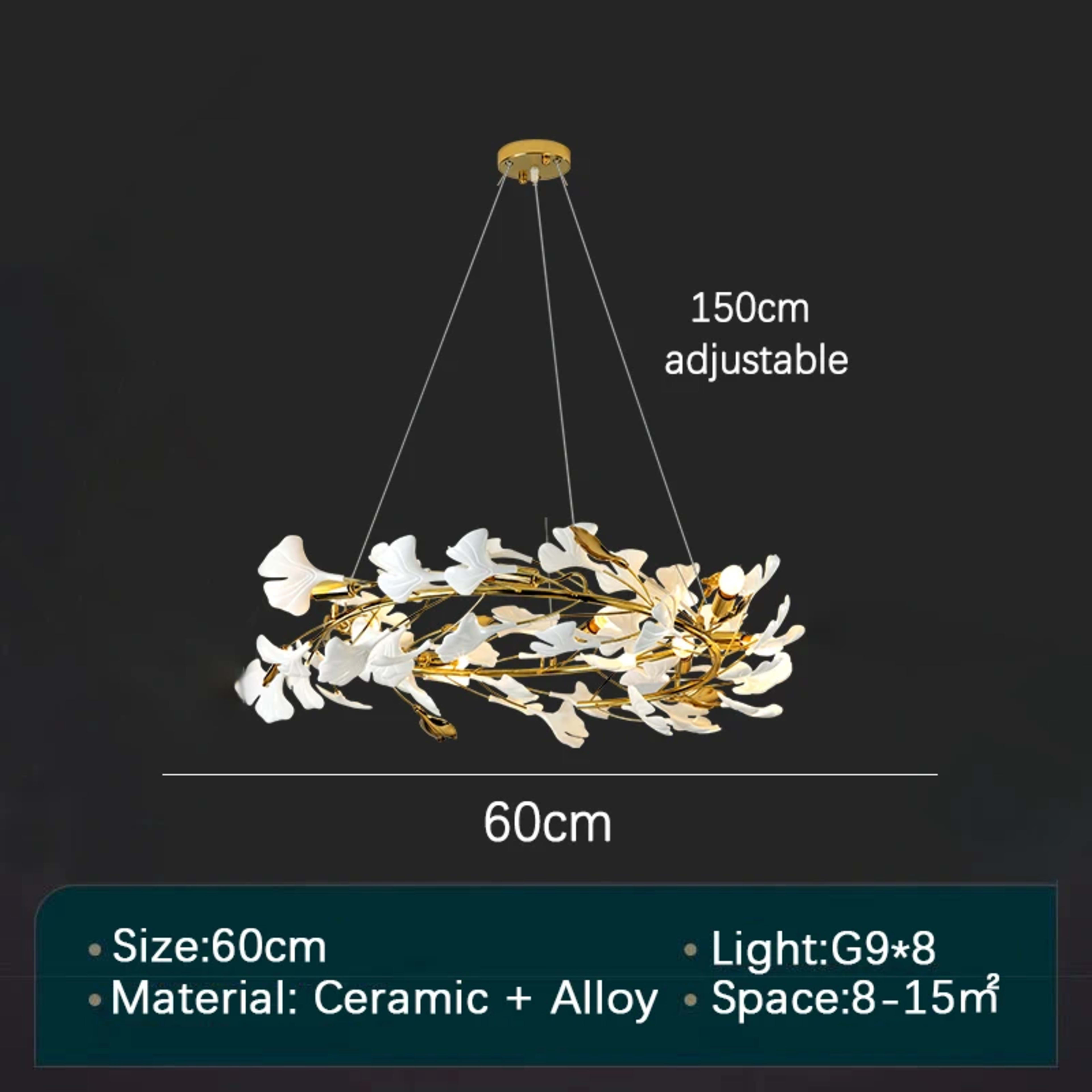 Modern LED Pendant Lights Home Decoration Bedroom Dining Living Room Ceiling Chandelier Ginkgo Leaf Art Long Lighting Fi 9
