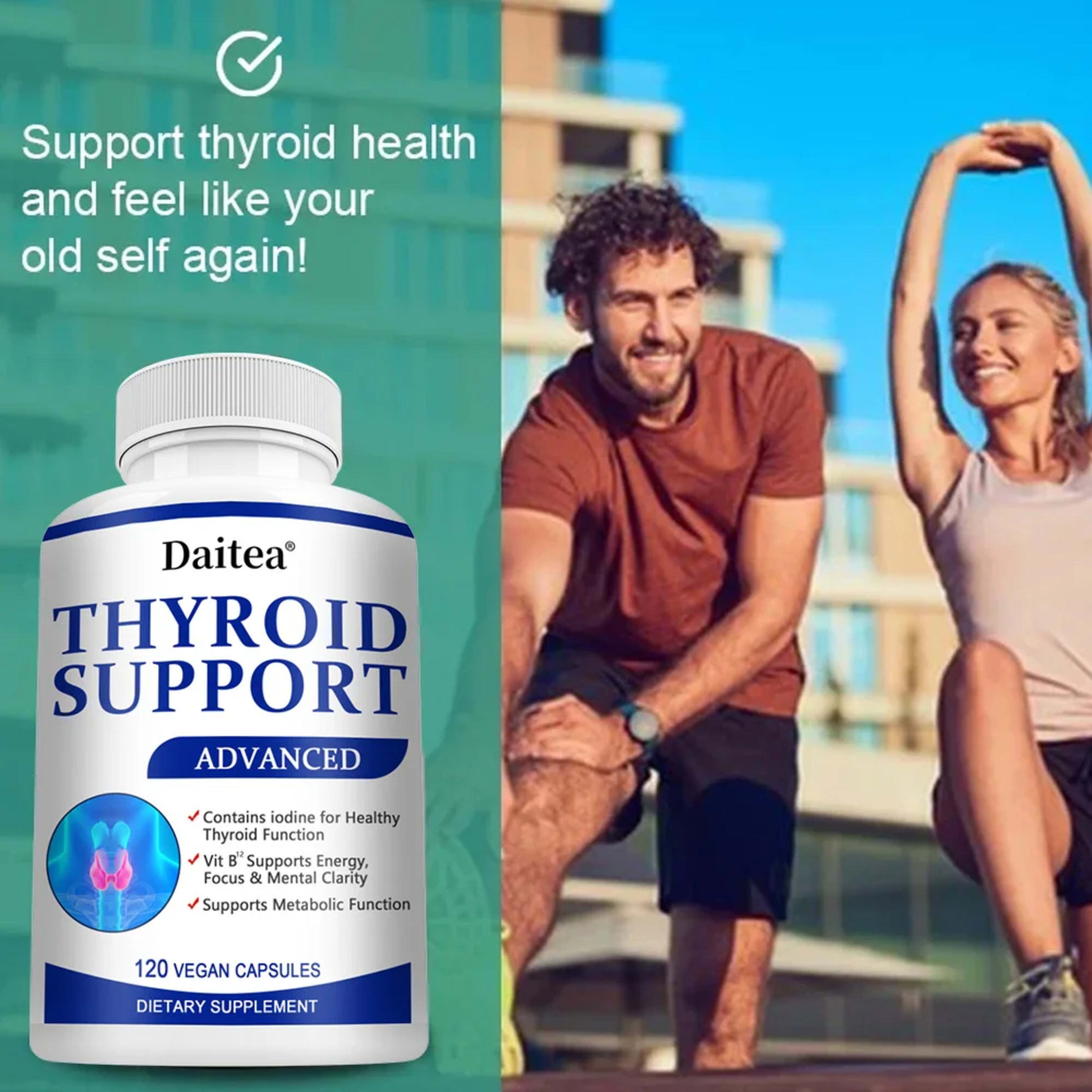 Thyroid Supplement with L-tyrosine, Iodine, Zinc & Selenium - Promotes Memory, Cognitive, Thyroid Health and Metabolism, 4