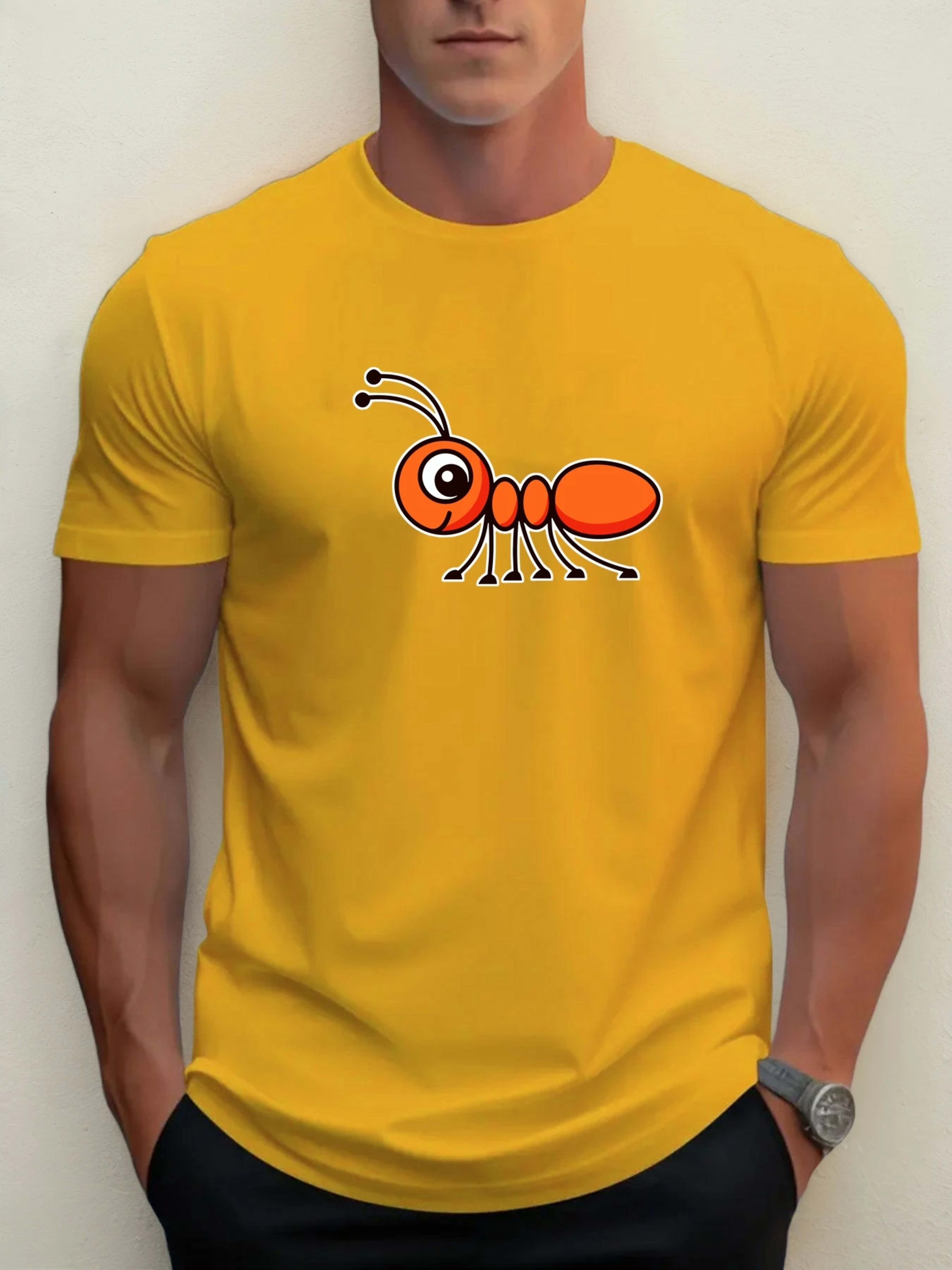 T Shirts For Men Ant 100% Cotton Graphic Printing Summer Round Neck T-Shirt Casual Breathable Street Style Daily Top 6