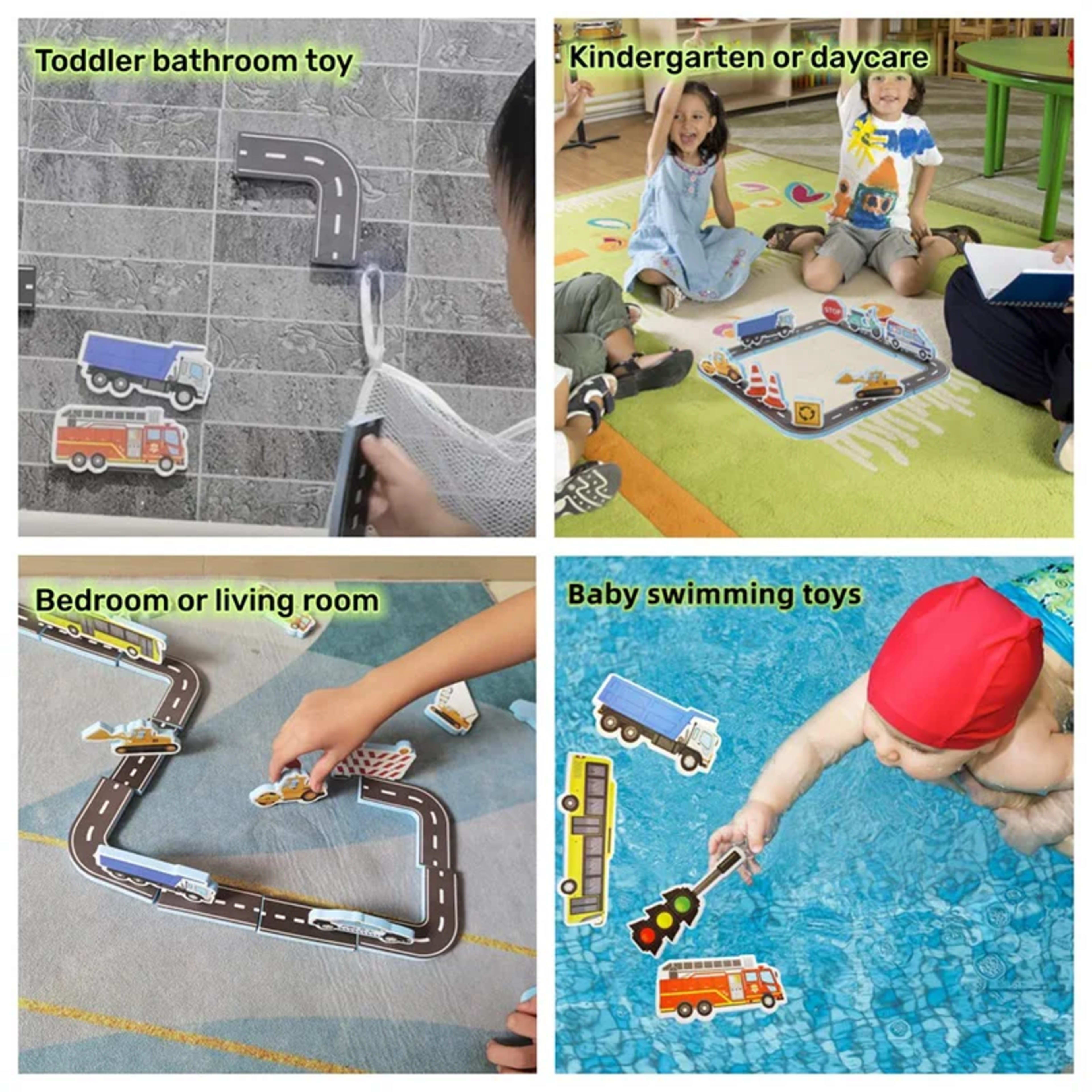 Baby Bath Toys Fun Foam Car Cognitive Floating Toy Traffic Bathroom Bathtub Game for Kids Gifts Early Educational Toy TM 3