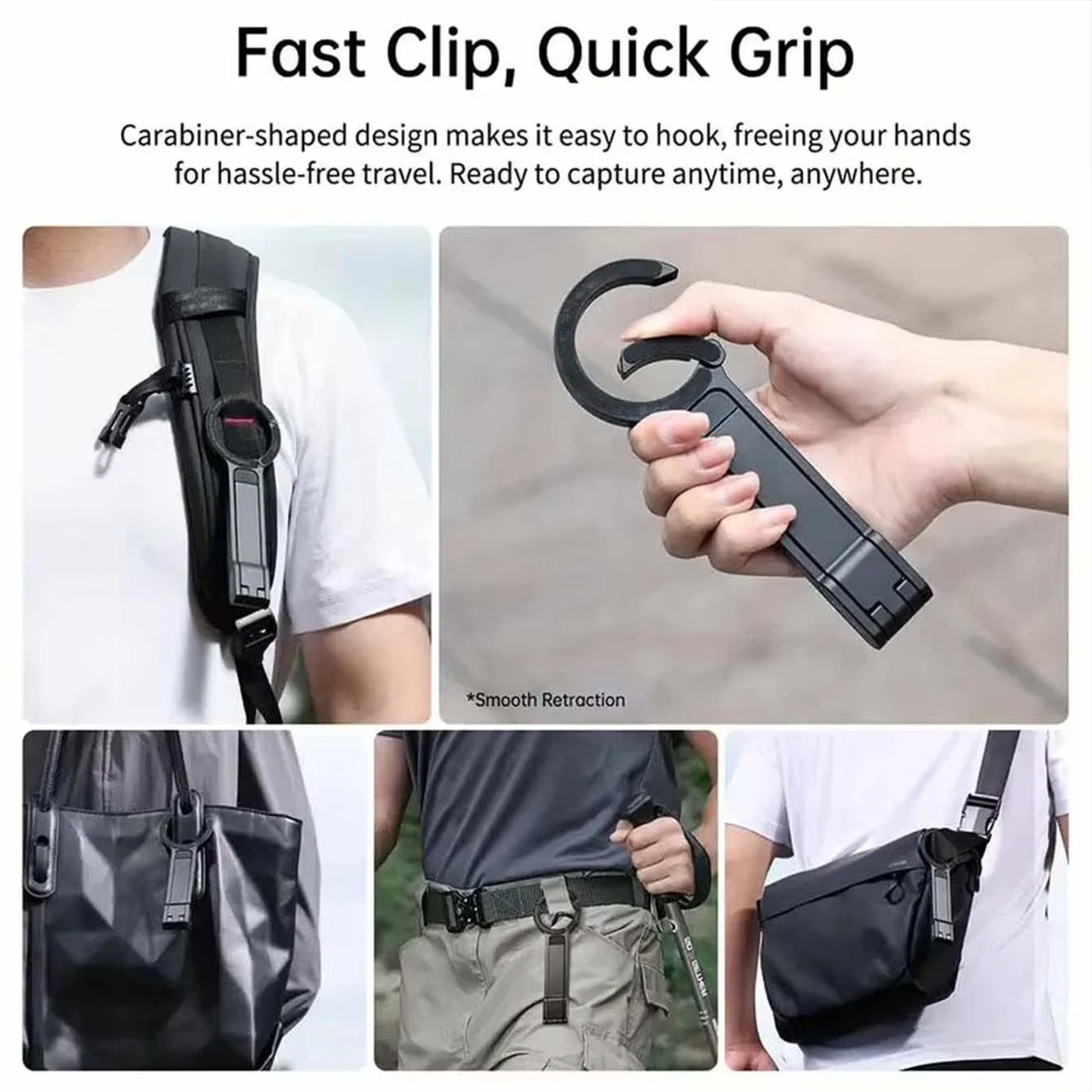 Foldable Phone Tripod Carabiner-Mounted For iPhone 17 16 15 Portable Dual-sided Magnetic Tripod Desk Mount Phone Handle  4
