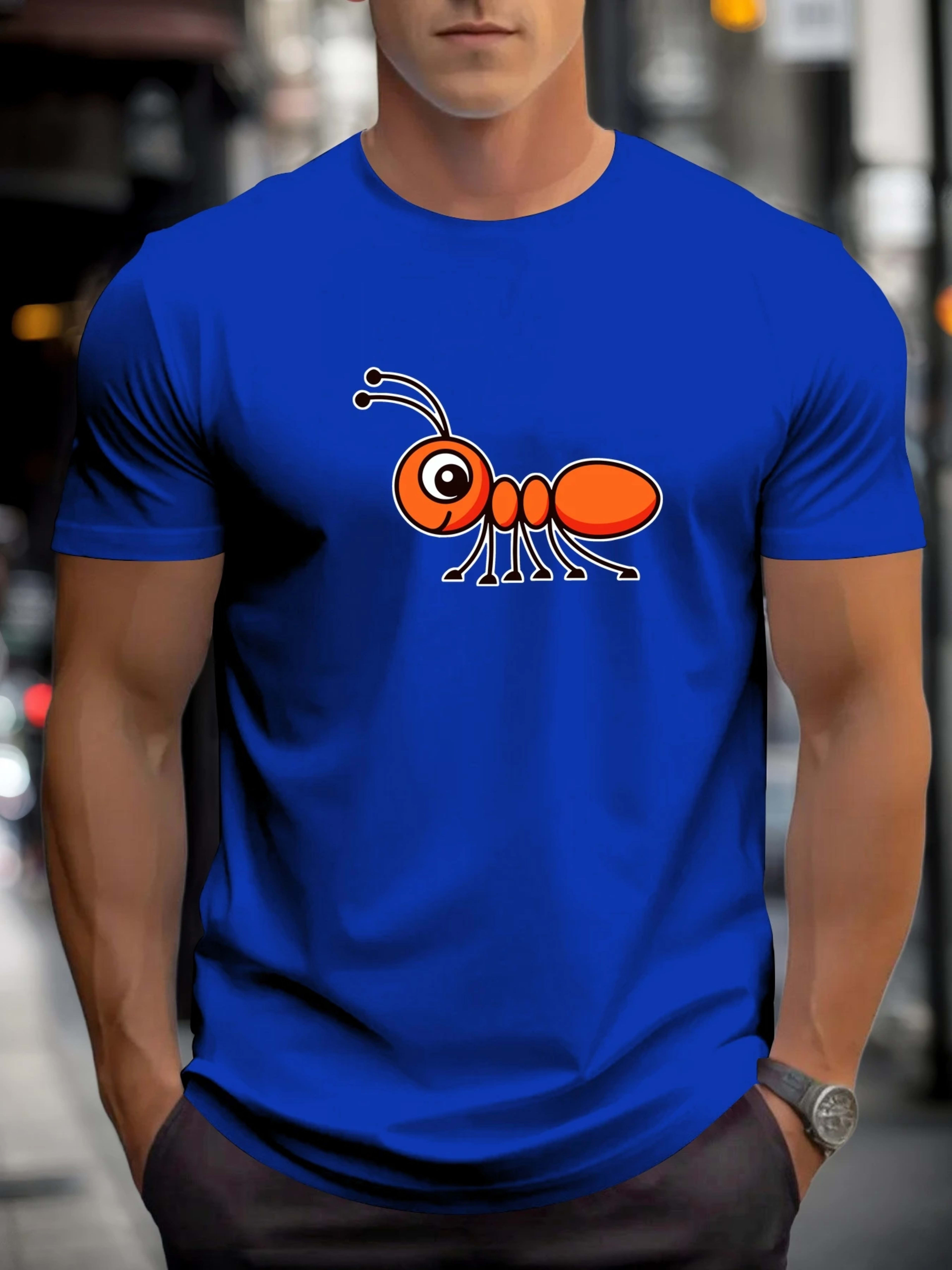 T Shirts For Men Ant 100% Cotton Graphic Printing Summer Round Neck T-Shirt Casual Breathable Street Style Daily Top