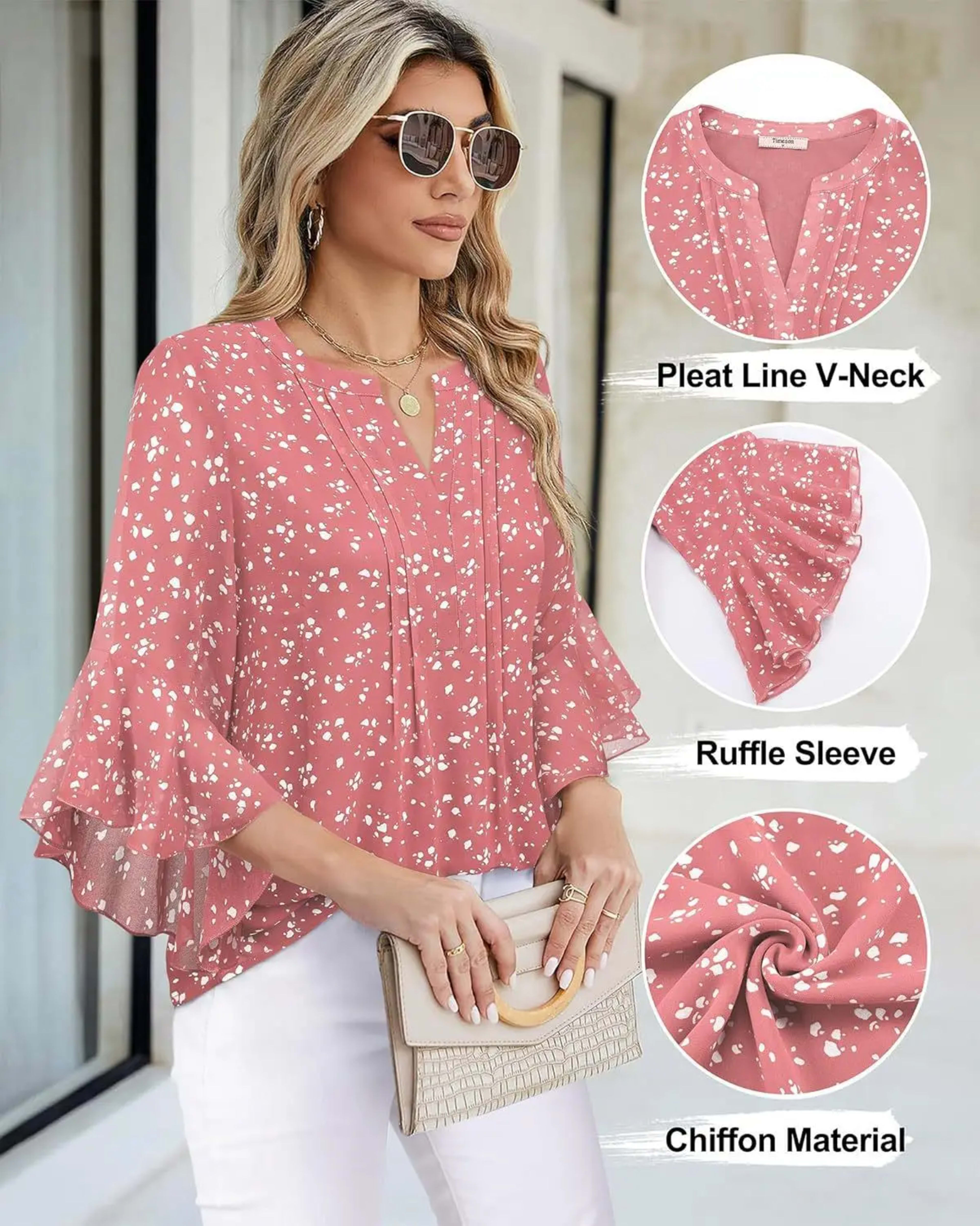 Fashion Woman Blouse Shirts For Women Stylish Top Casual Wave Point Print Tops Female Elegant Chiffon Mujer Woman Clothe 6