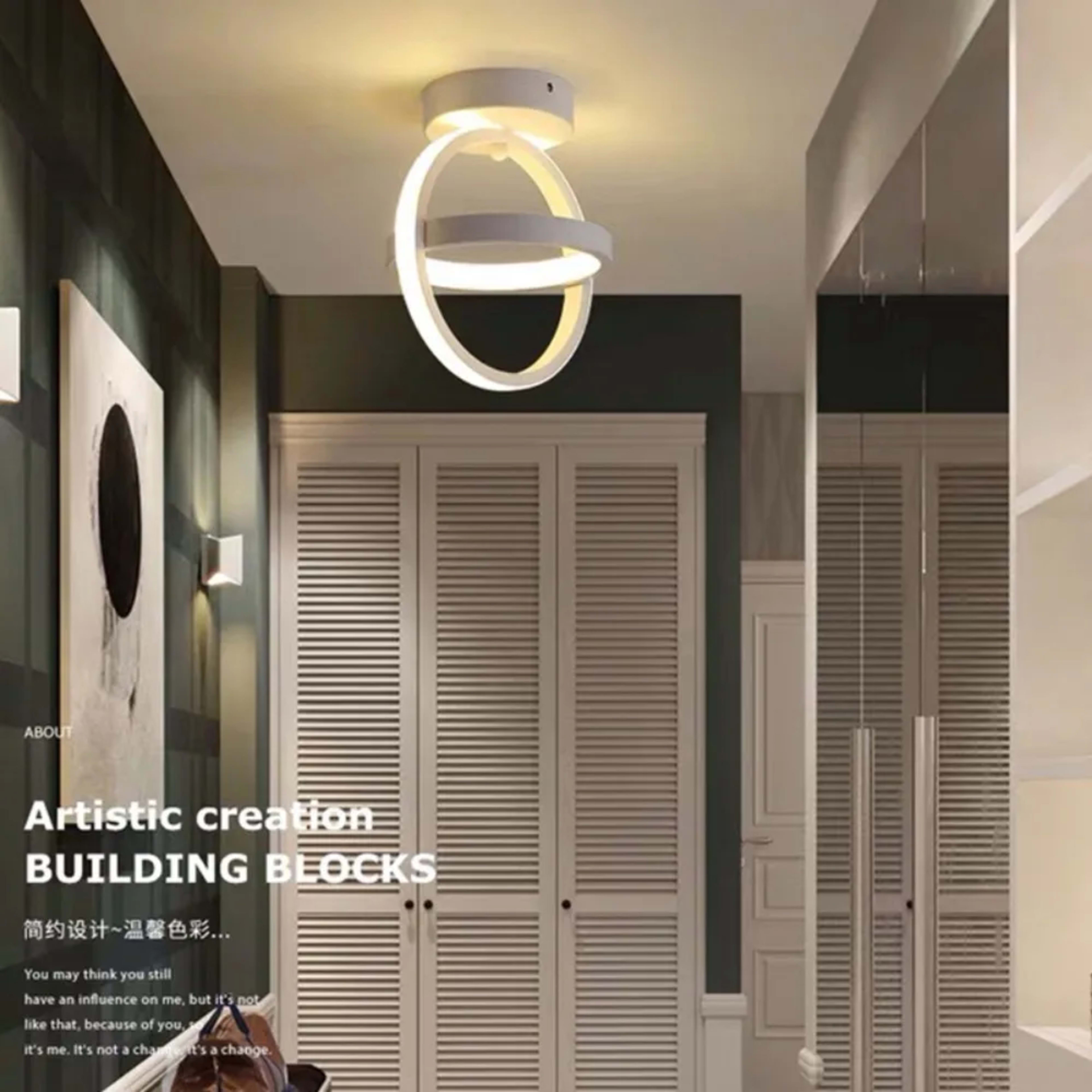 Modern LED Ceiling Light 2 Rings Creative Design Ceiling Lamp Indoor Lighting Fixtures Hallway Balcony Aisle Office Ligh 4