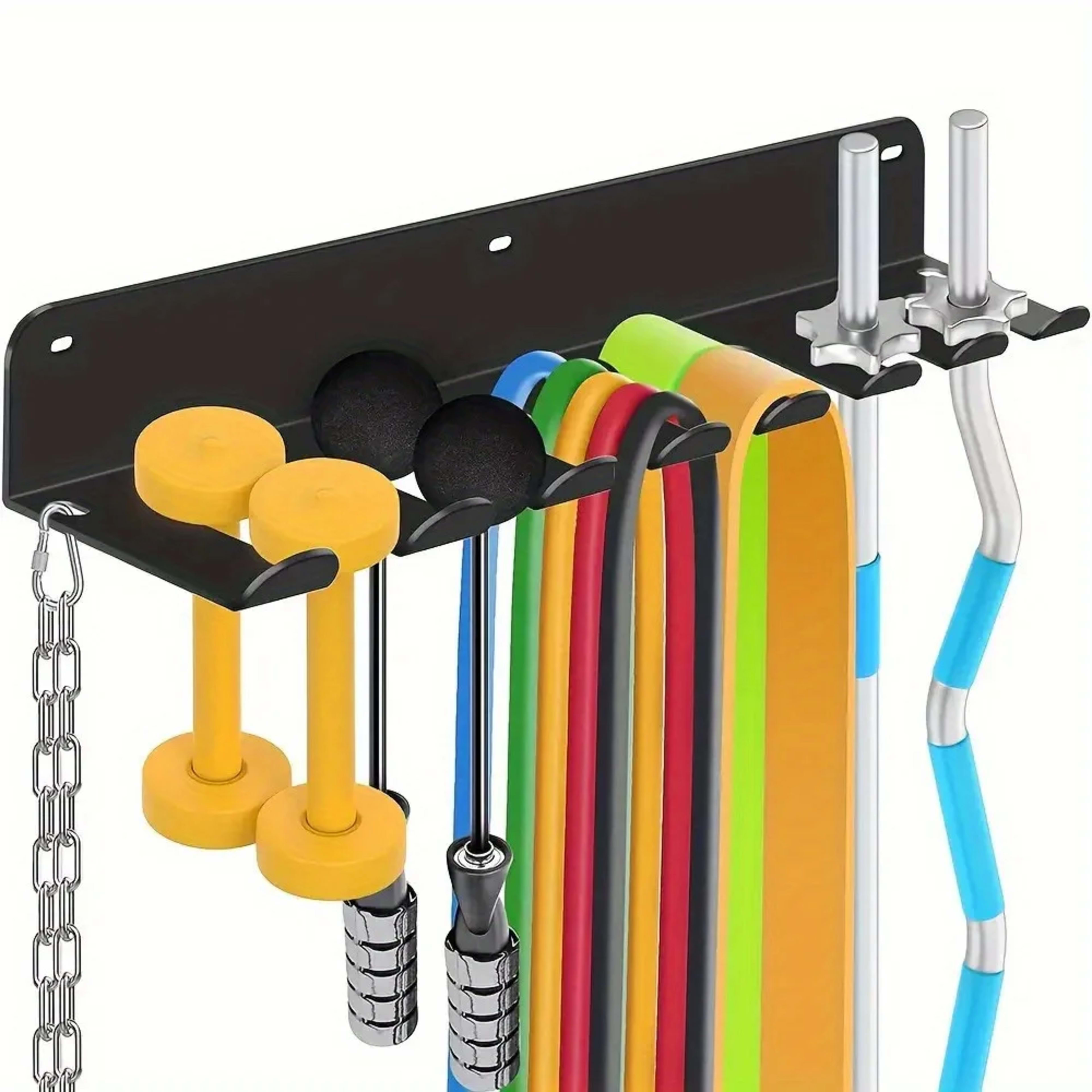 [Fitness Equipment Organizer] Multifunctional Black Iron Wall-Mounted Fitness Equipment Organizer - Perfect Gift for Hom 1
