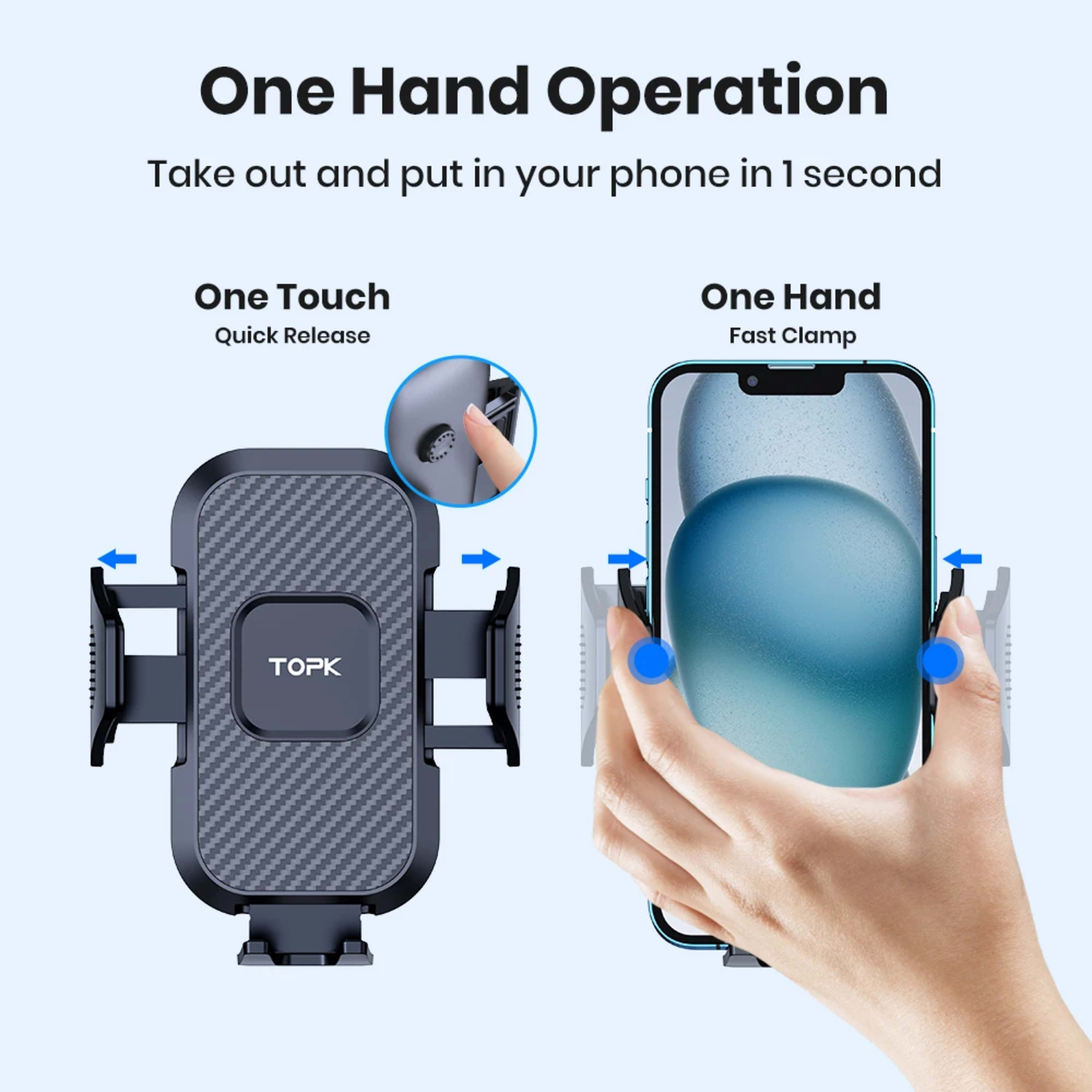 Car Phone Holder Mount,TOPK Upgrade Auto Locking Universal Phone Stand Holder with Hook Clip for Car Air Vent for iPhone 4