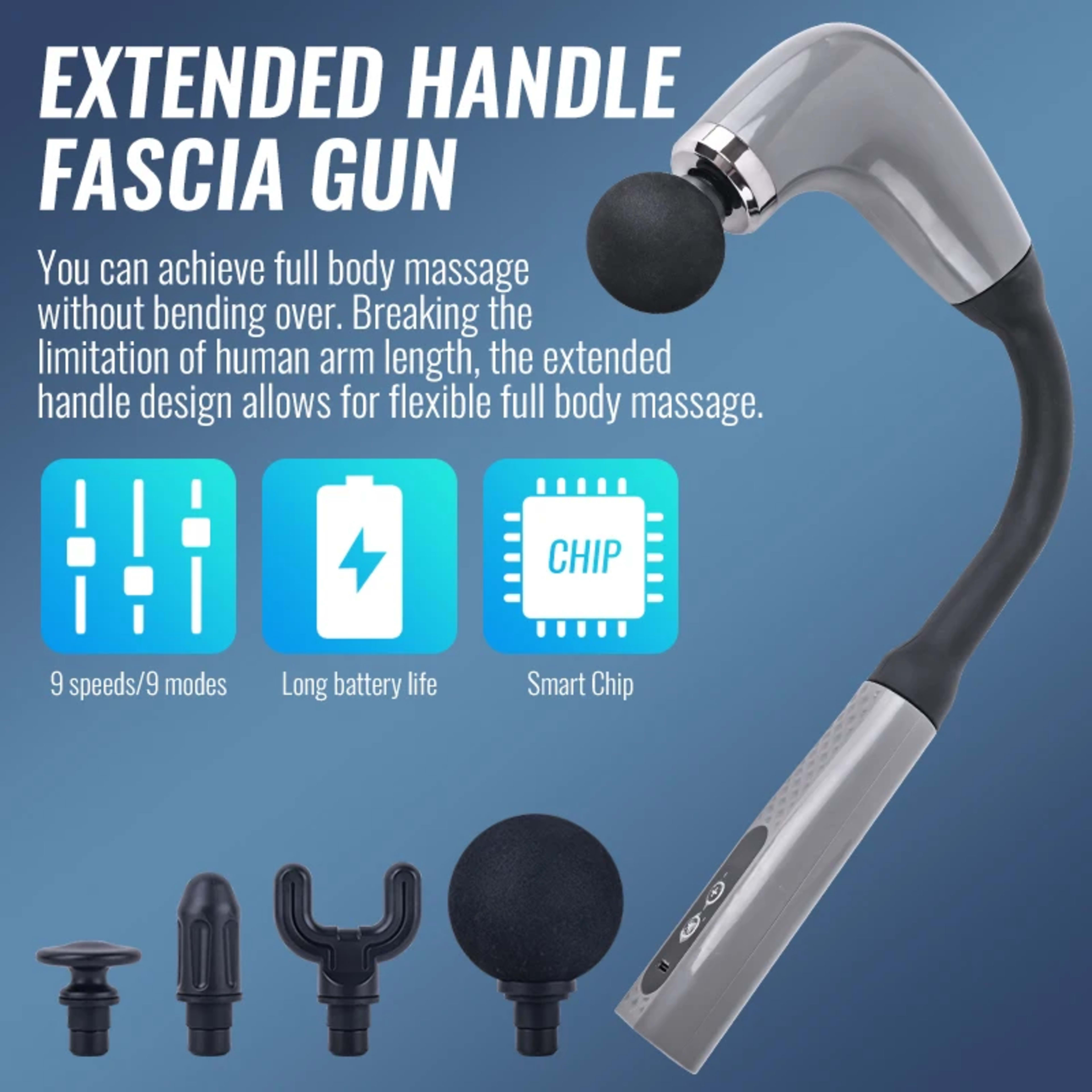 Expandable Handle Massage Gun 4 Specialized Heads For Different Muscle Groups Lightweight And Portable With Adjustable I 1
