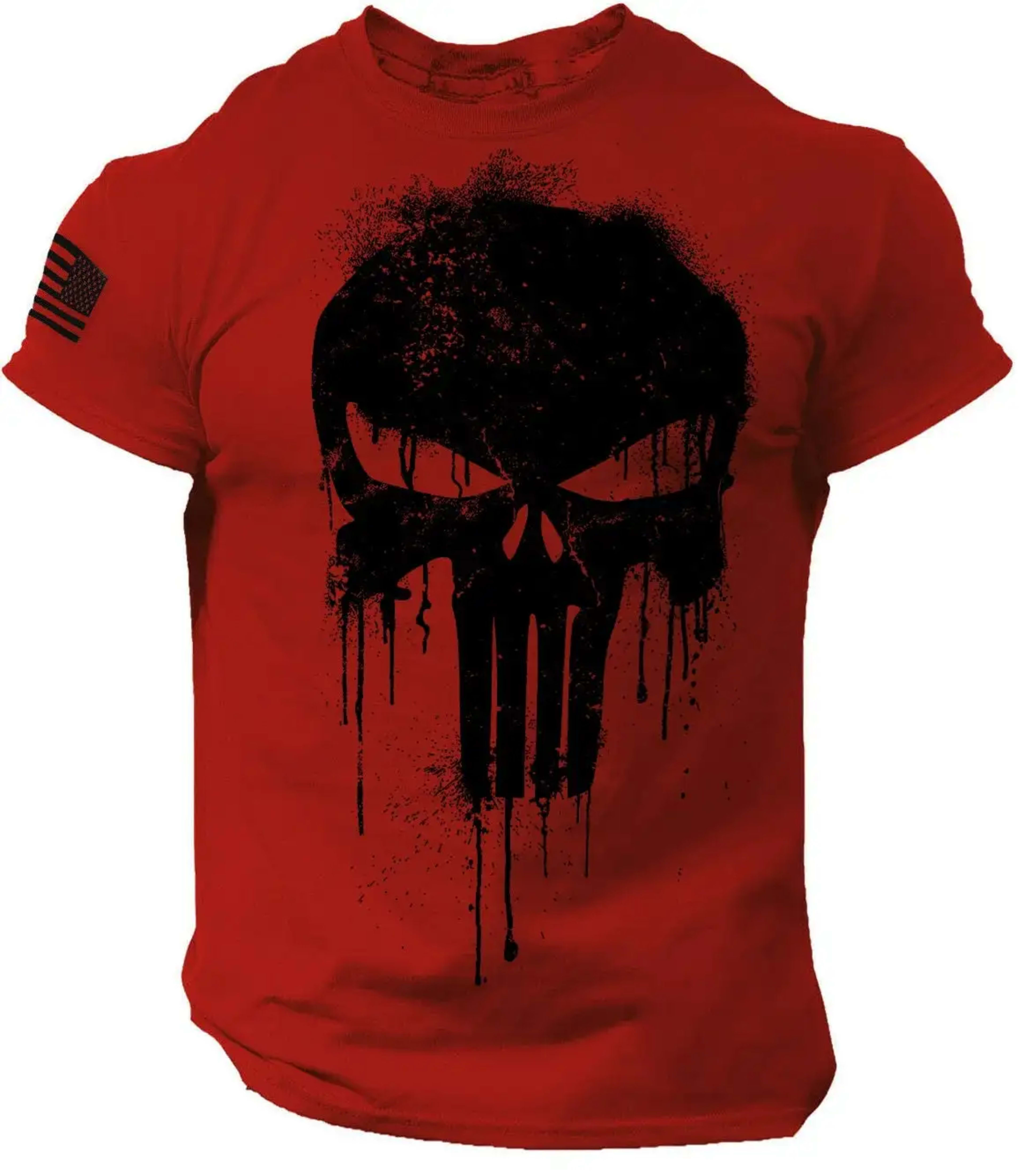 Men's T shirt for men 3D Print Military Patriotic Skull Dropped T Shirt Oversized Short-Sleeved Sportswear Men Clothing  3