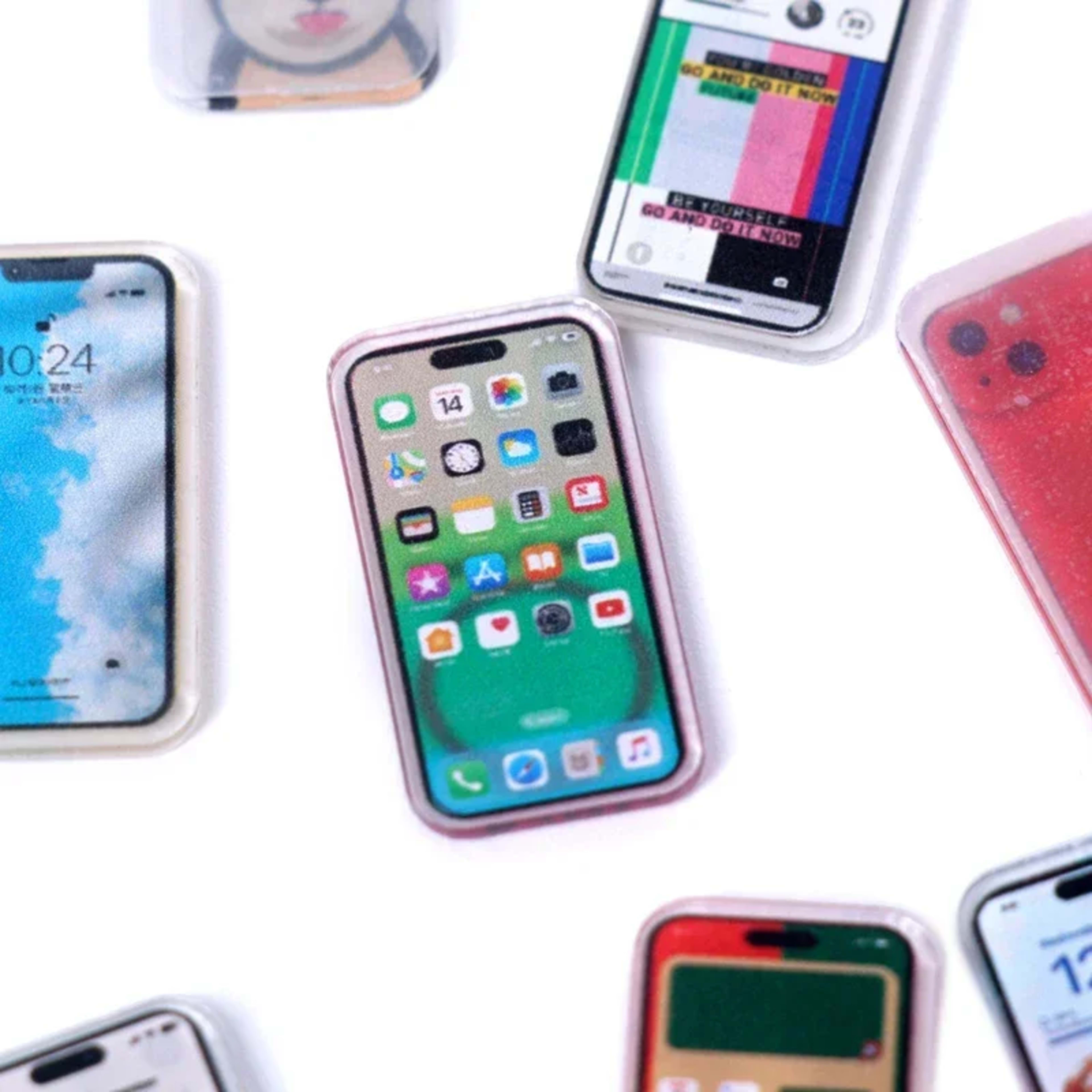 5Pcs 1:12 Dollhouse Miniature Mobile Phone Fashionable and compact Simulation Smartphone Model Kids Pretend Play Accesso 3