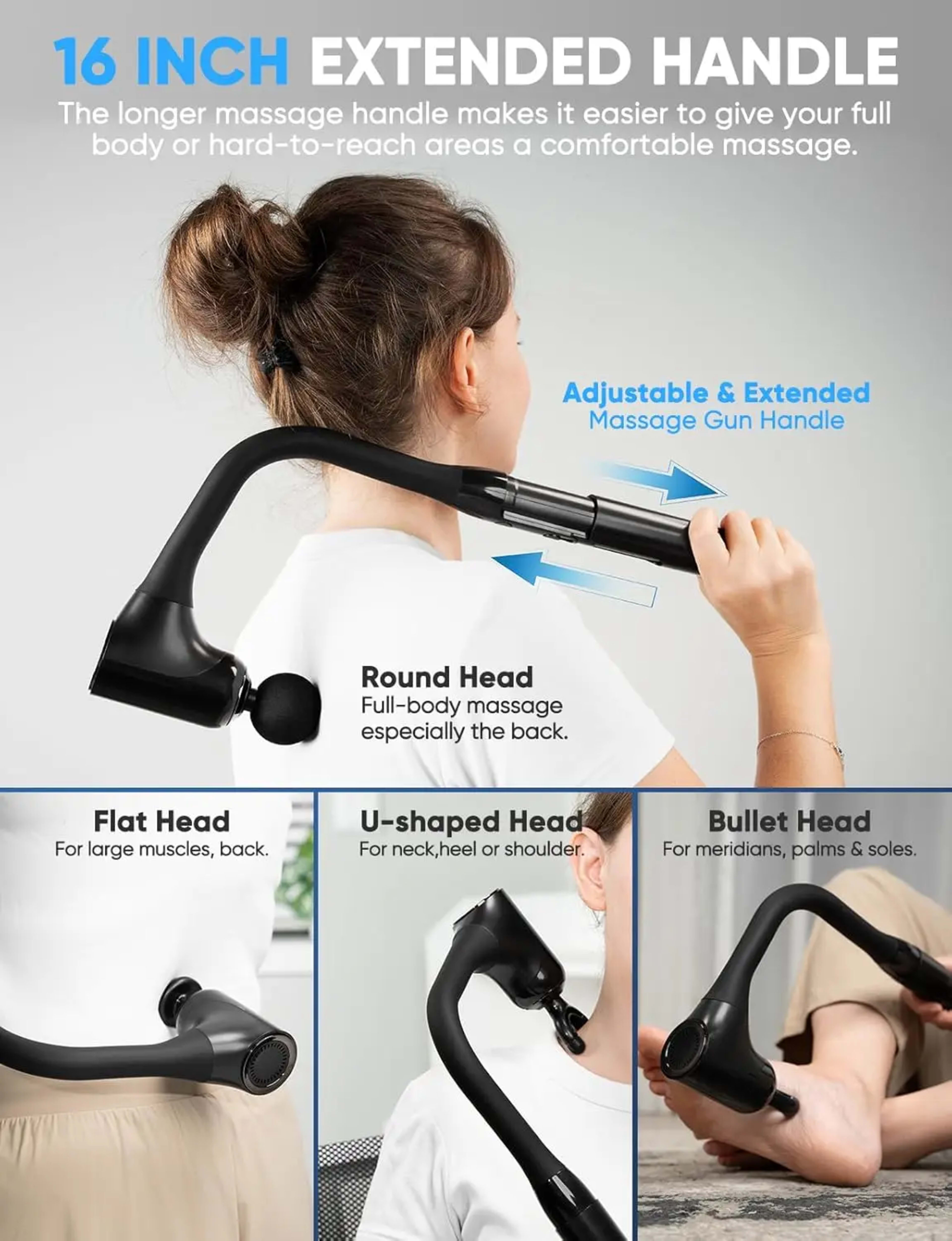 Handheld Deep Muscle Massage Gun Fitness Muscle Fascia Gun for Relief of Sore Muscles Post-Exercising Back Massager 4