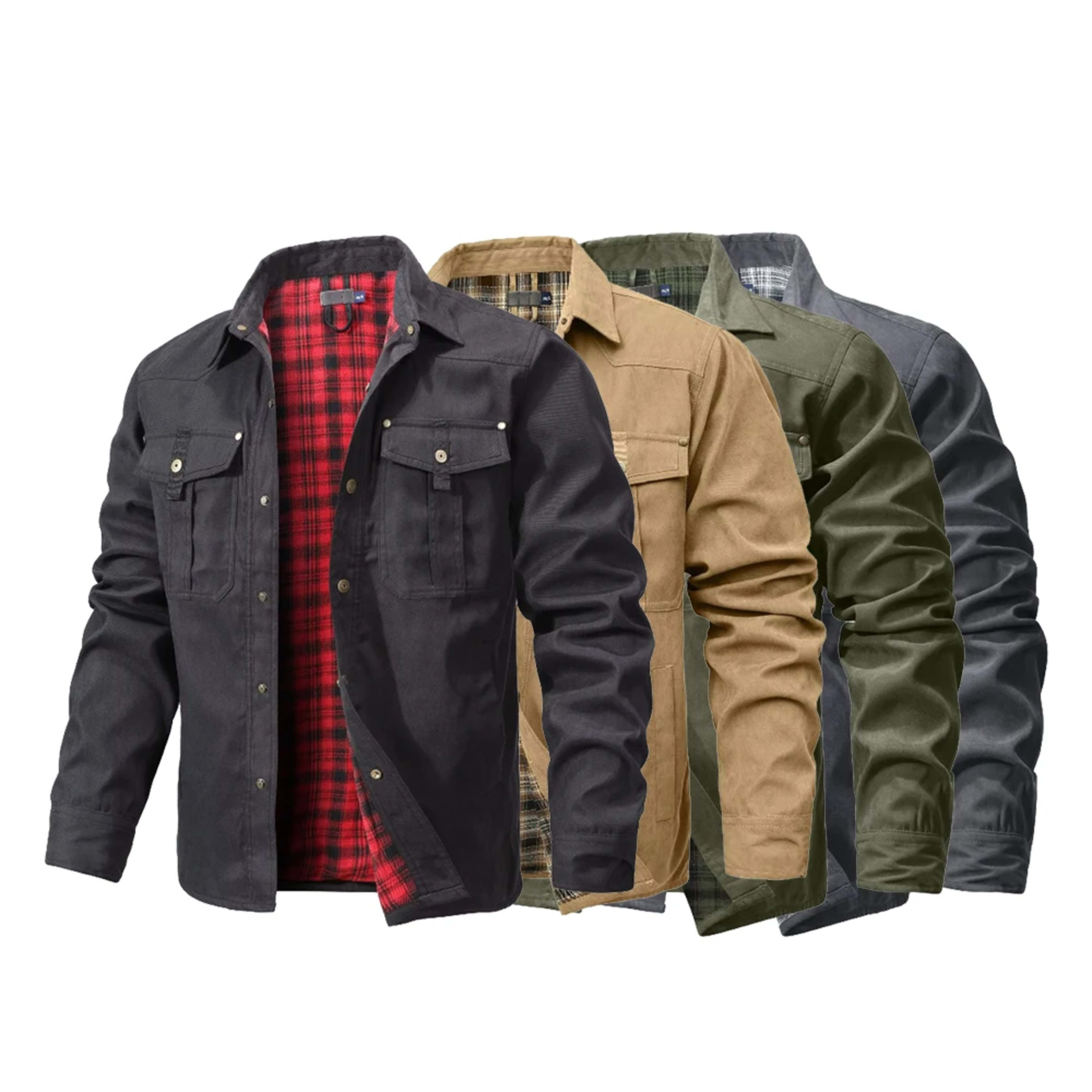 Men's Jackets Spring Flannel Lined Shirt Coat Shacket Casual Snap Button Overshirt Western Cowboy Style High Quality Top 1
