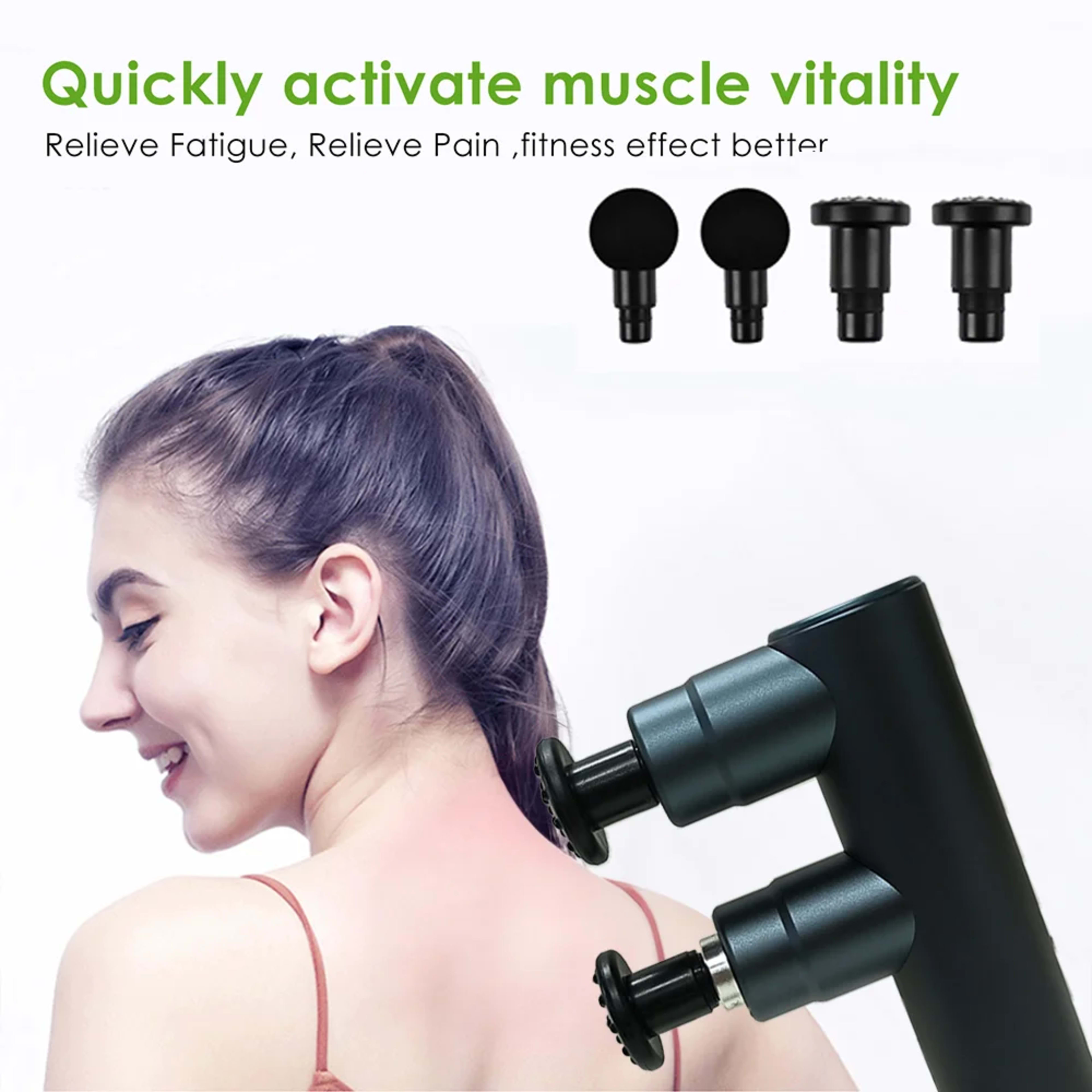 Muscle Electric Massage Gun USB Charging High Frequency Double Head Body Relax Portable Massage Gun with Bag for Sports  3