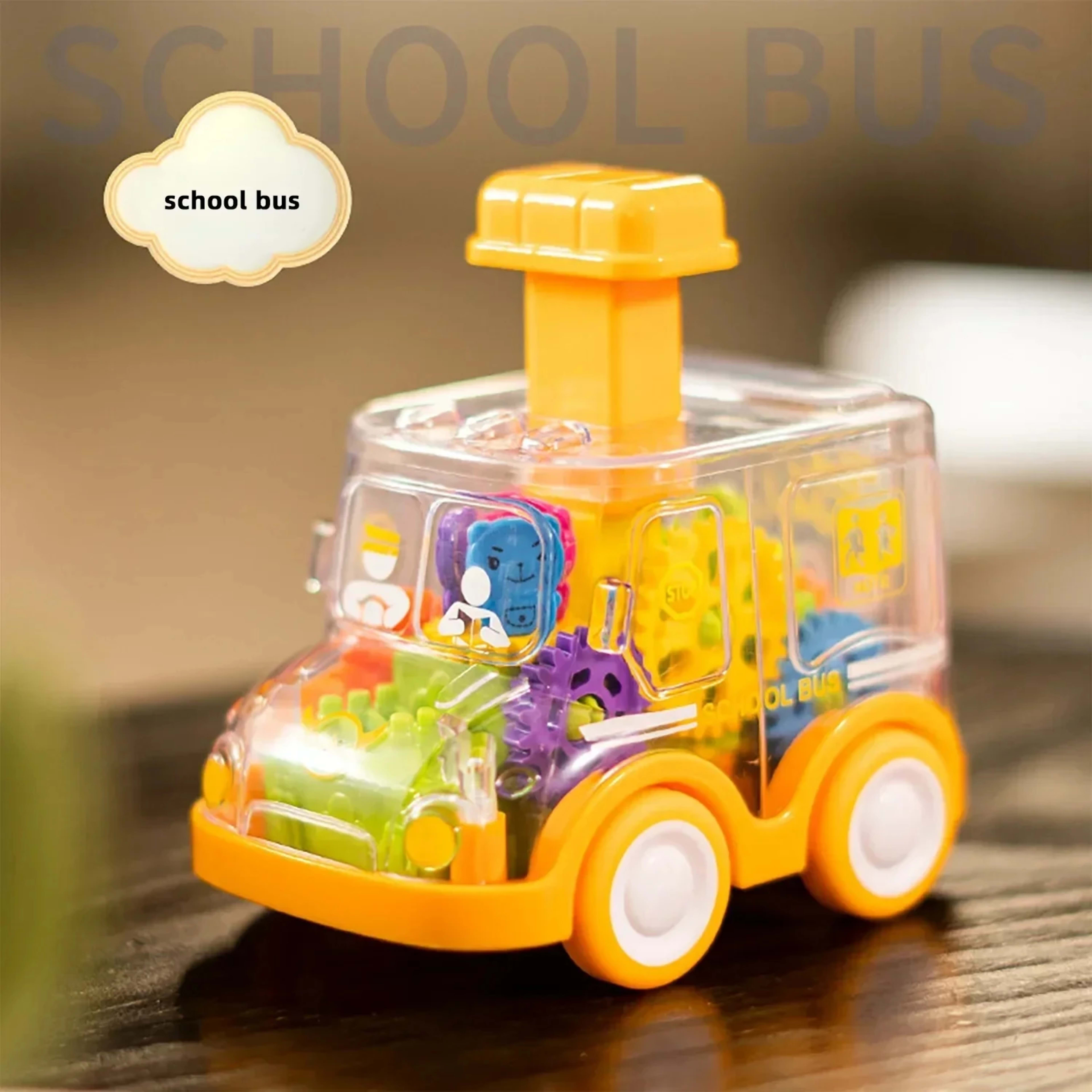 Baby Toy Cartoon Press Gear Car Toy Lnertia Pull-back Transparent Car Inertia Rebound Car Birthday Gifts for Kids Boys a 5