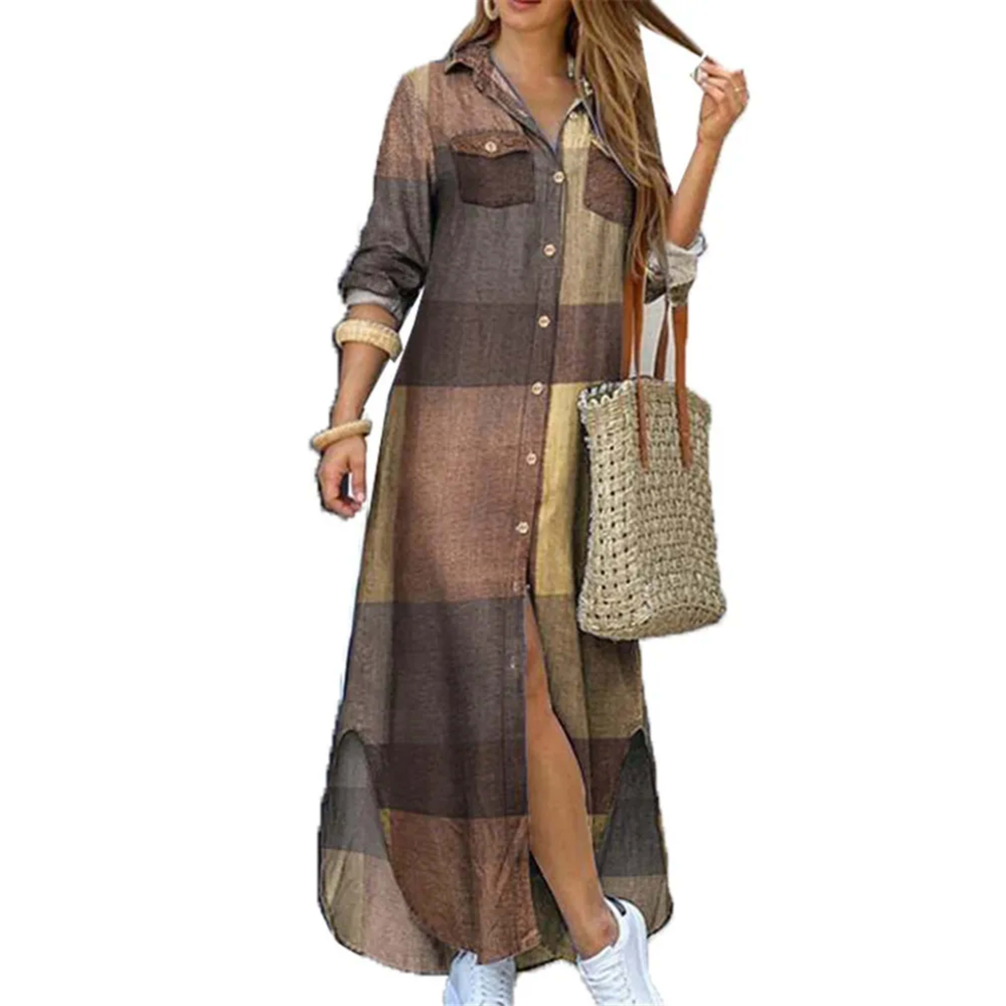 Women Dresses 2026 new fashion sexy single-breasted long dress loose lapel spring autumn women's clothing vestidoes 8
