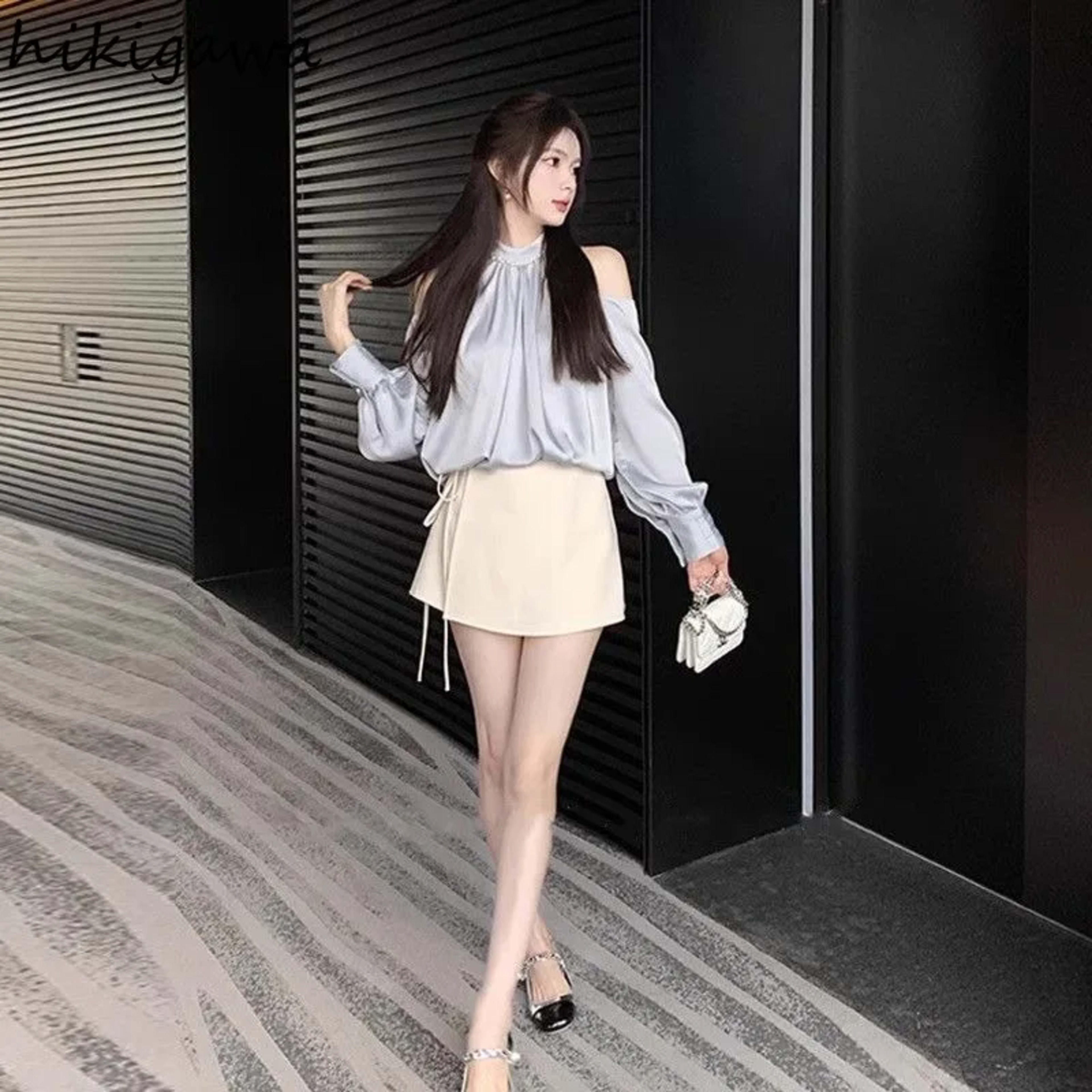 2025 Blusas Mujer De Moda Sweet Blouse for Women O-neck Long Sleeve Off Shoulder Summer Tops Temperament Fashion Shirts  4
