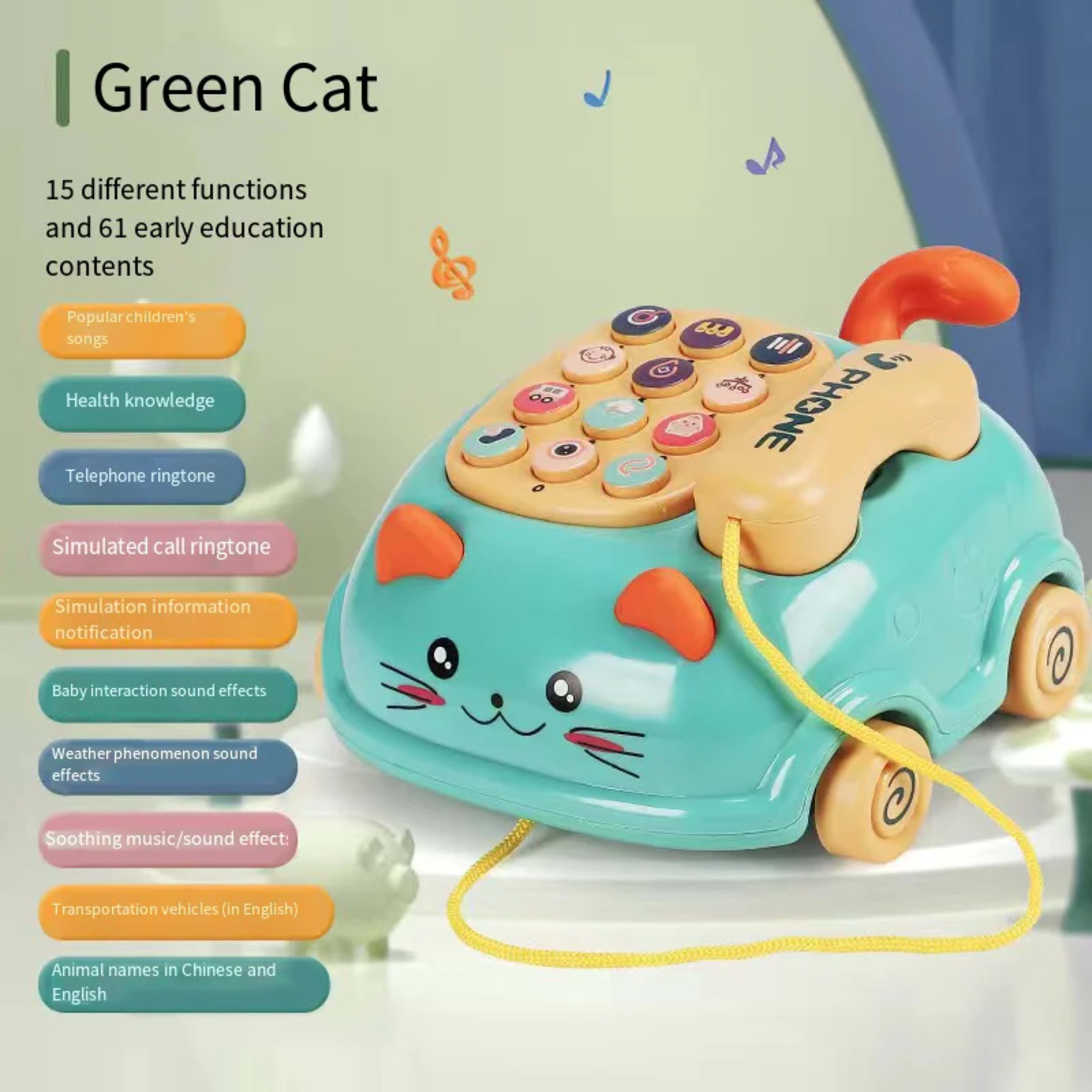 Baby Storyteller Electric Toy Children's Educational Early Learning Simulated Telephone Car Model with Light Music 3