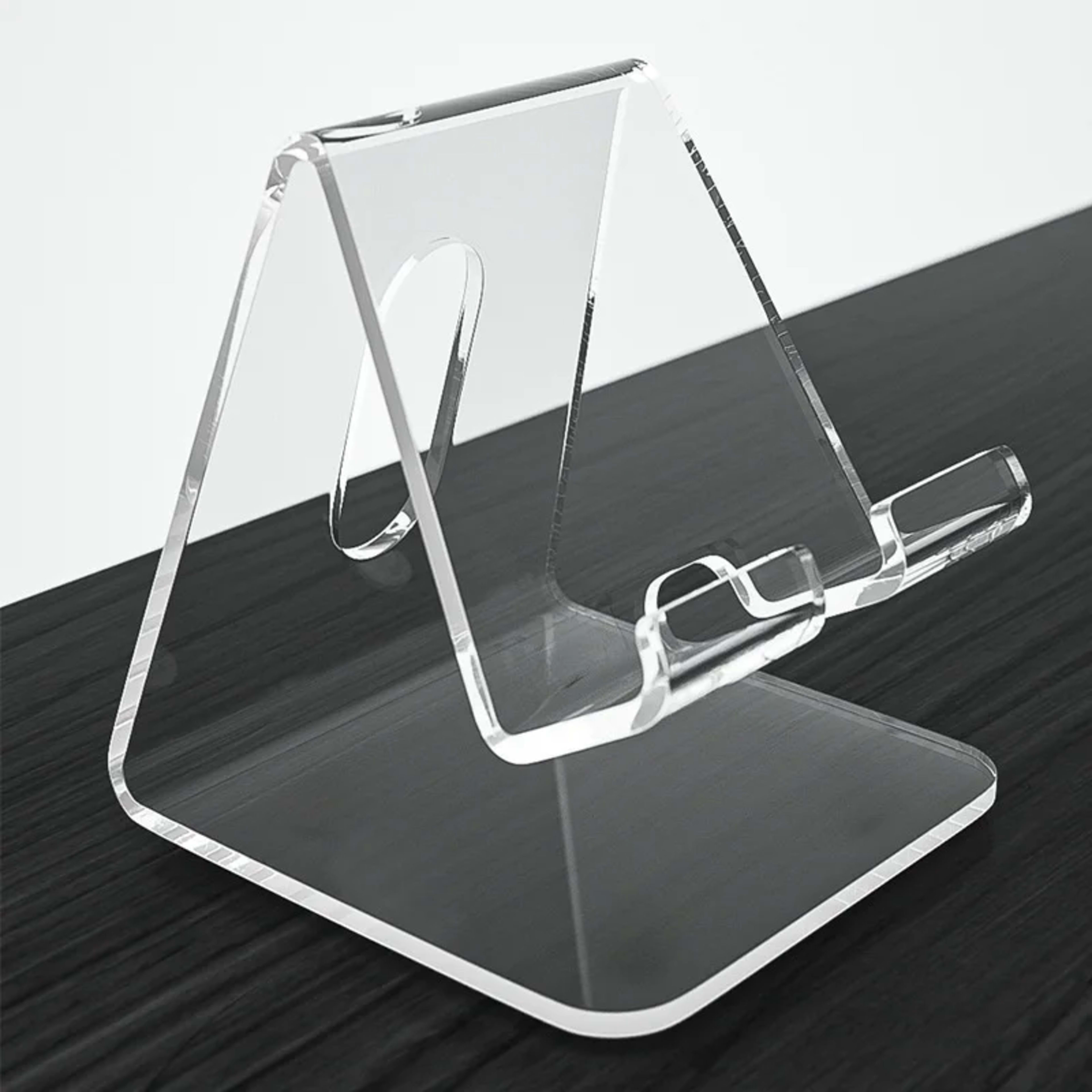 1pc Acrylic Phone Holder, Transparent Phone Holder, All Smartphones, Desk, Office Supplies, Accessories
