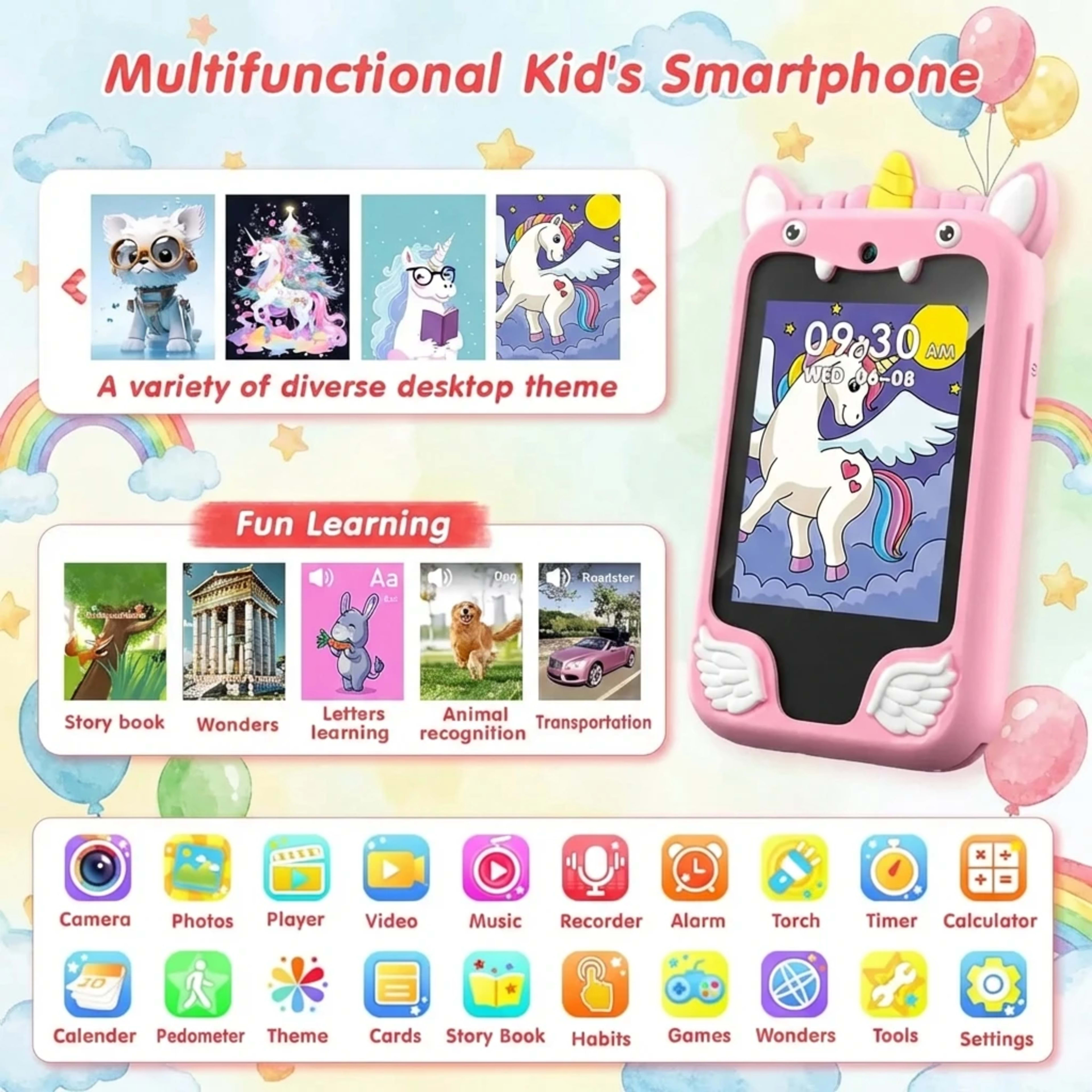 Baby Phone Toy Educational Simulation Mobile Toy with Games Music Stories Video Toddler Learning Play Phone Gift for Kid 2