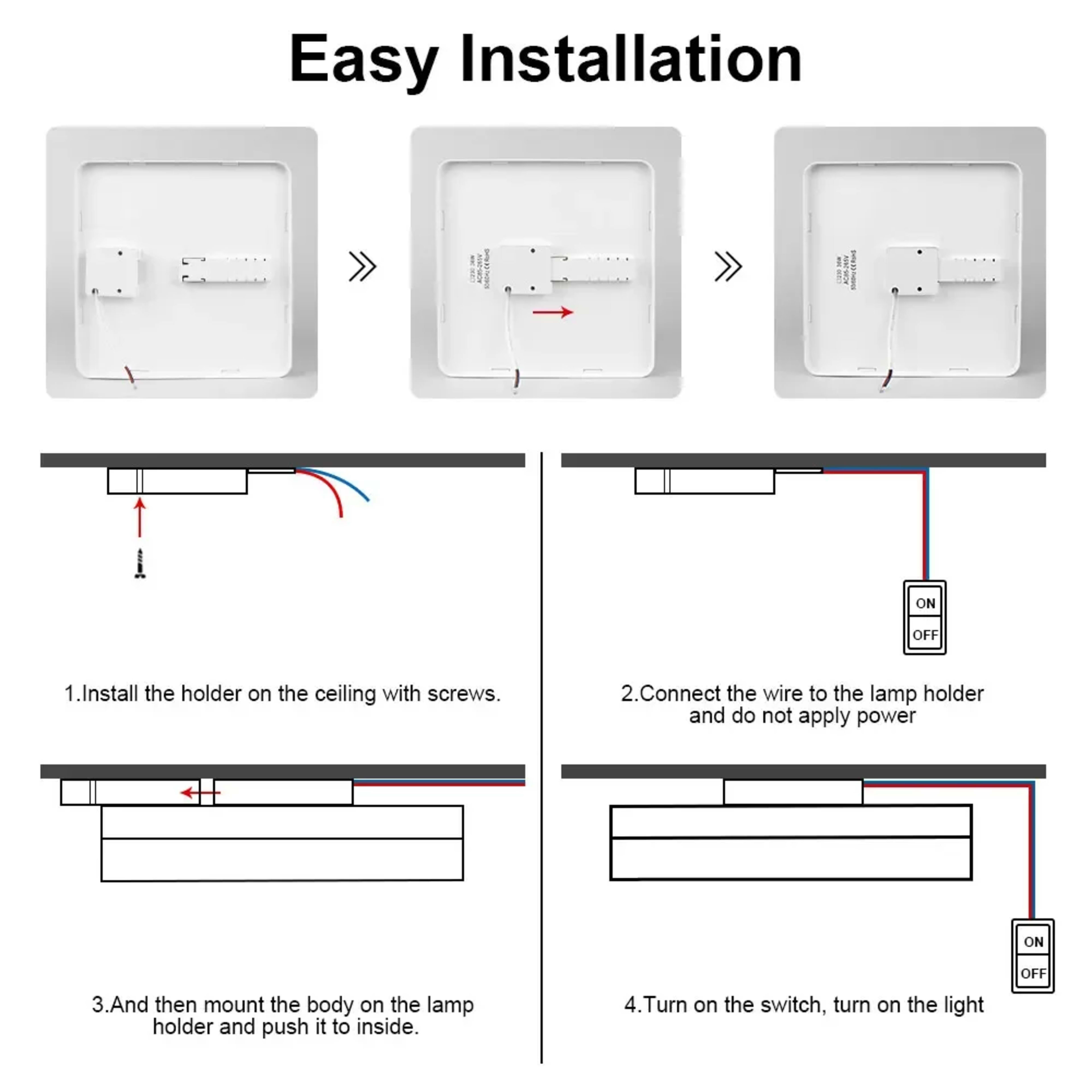 LED Ceiling Lamp 18-48W Flush Mount Fixture 3000K-6000K Daylight Modern Home Lighting for Bedroom  Living Room  Kitchen  6