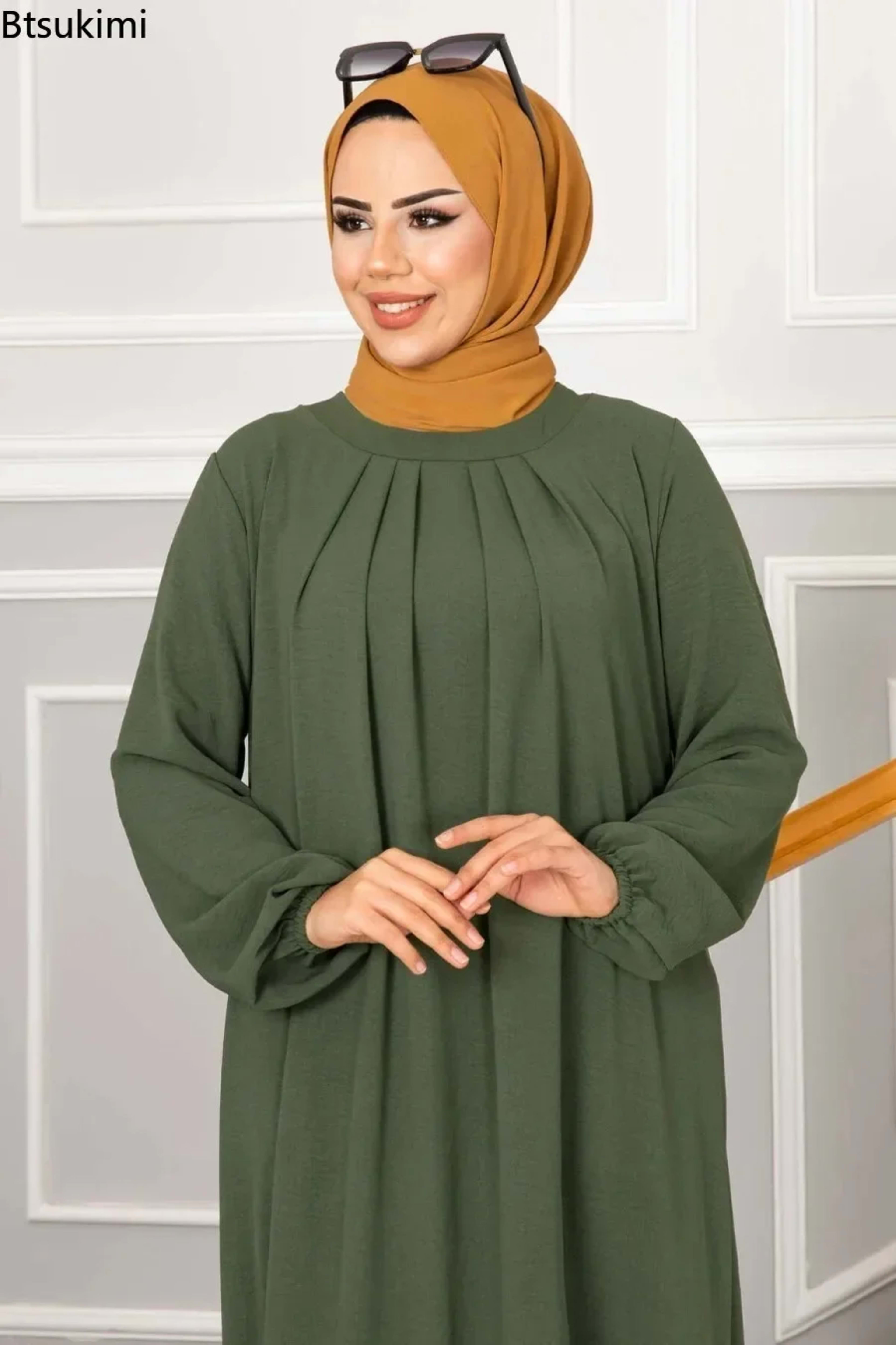 Evening Dress Women Abaya Hijab Femeles Y2K Ruched Muslim Dress Turkish Robe Kaftan Islamic Clothes Ball Gown Jalabiya f 5
