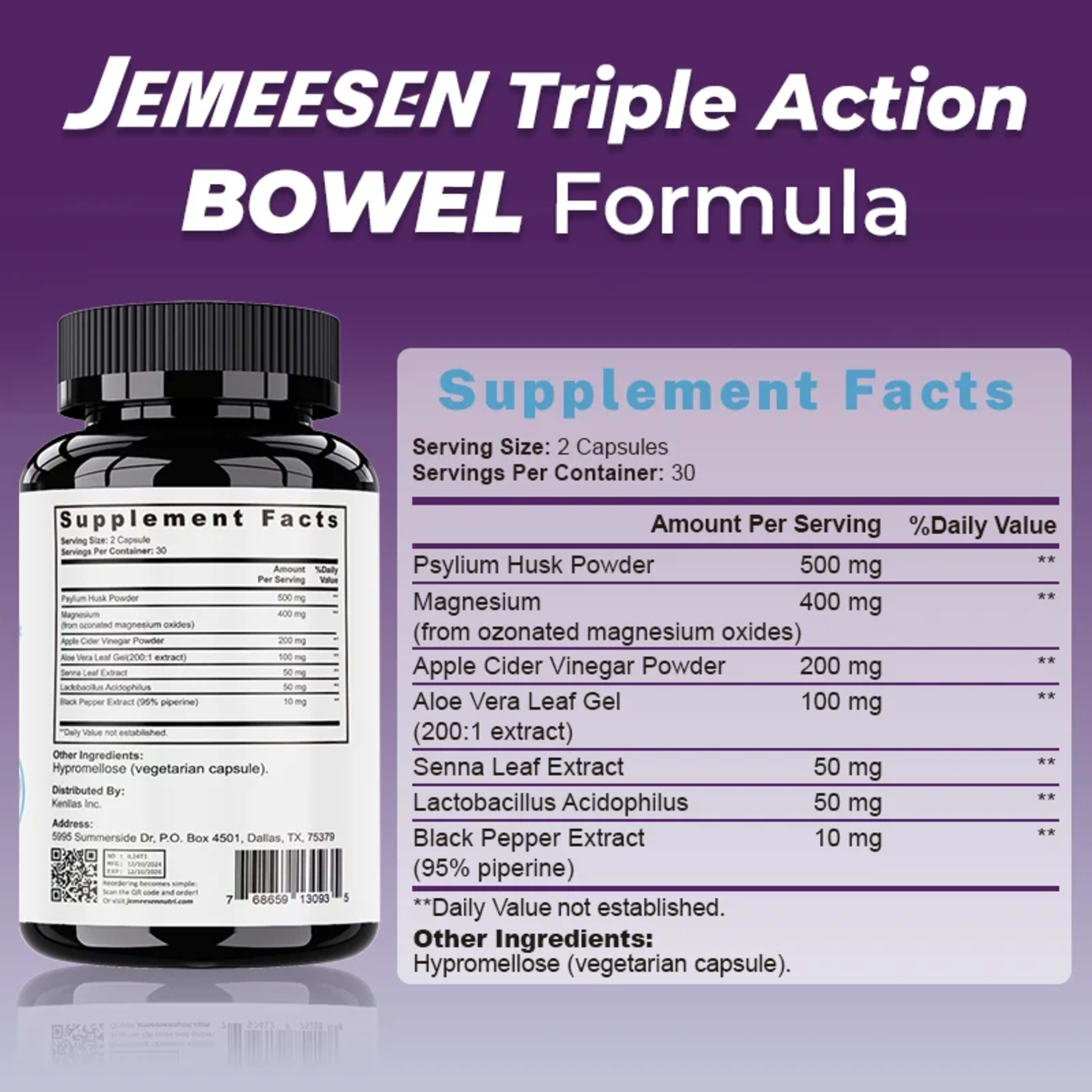 Dietary Supplements with Psylium Husk Powder,Magnesium,Apple Cider Vinegar Powder,Promote gastrointestinal health 2