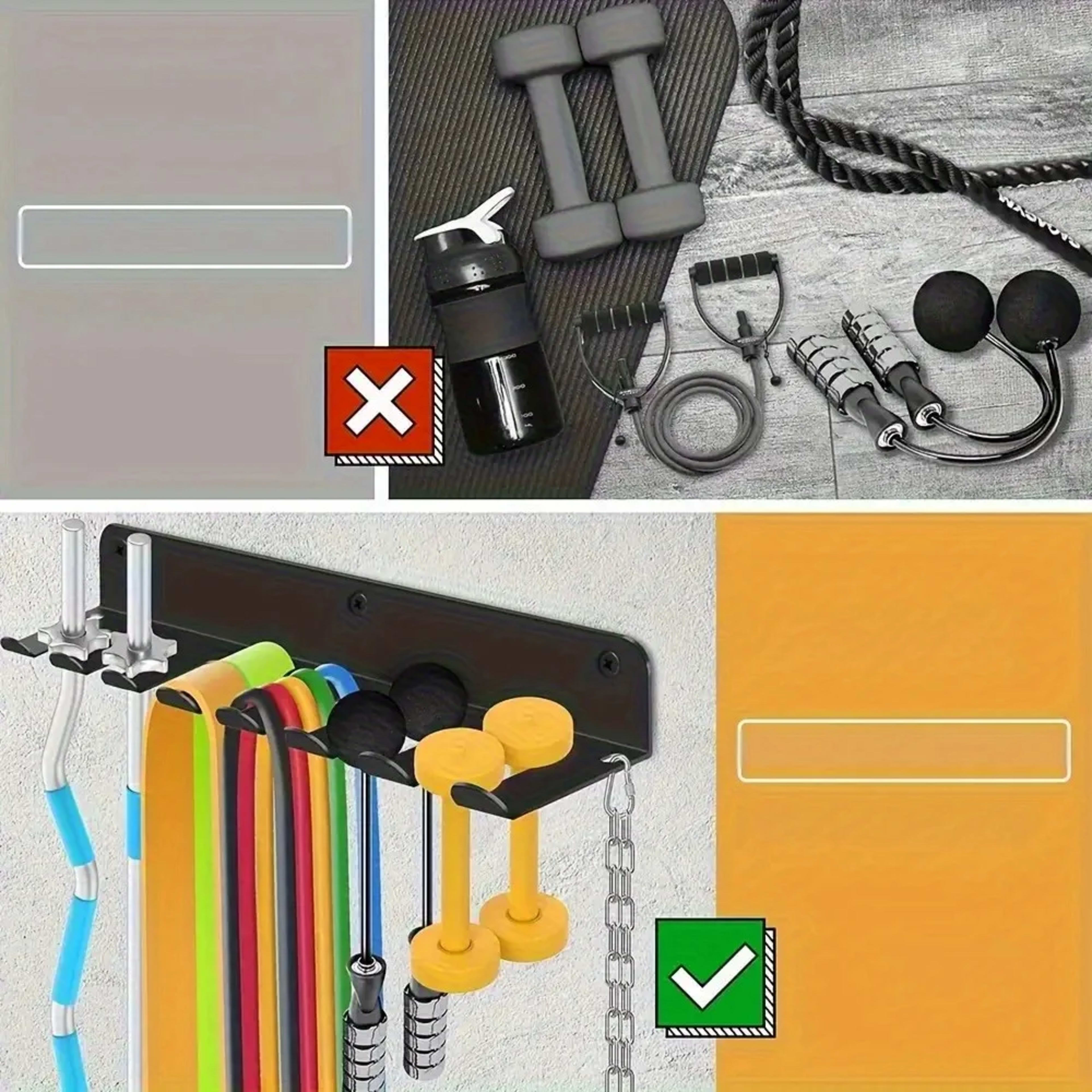 [Fitness Equipment Organizer] Multifunctional Black Iron Wall-Mounted Fitness Equipment Organizer - Perfect Gift for Hom 4