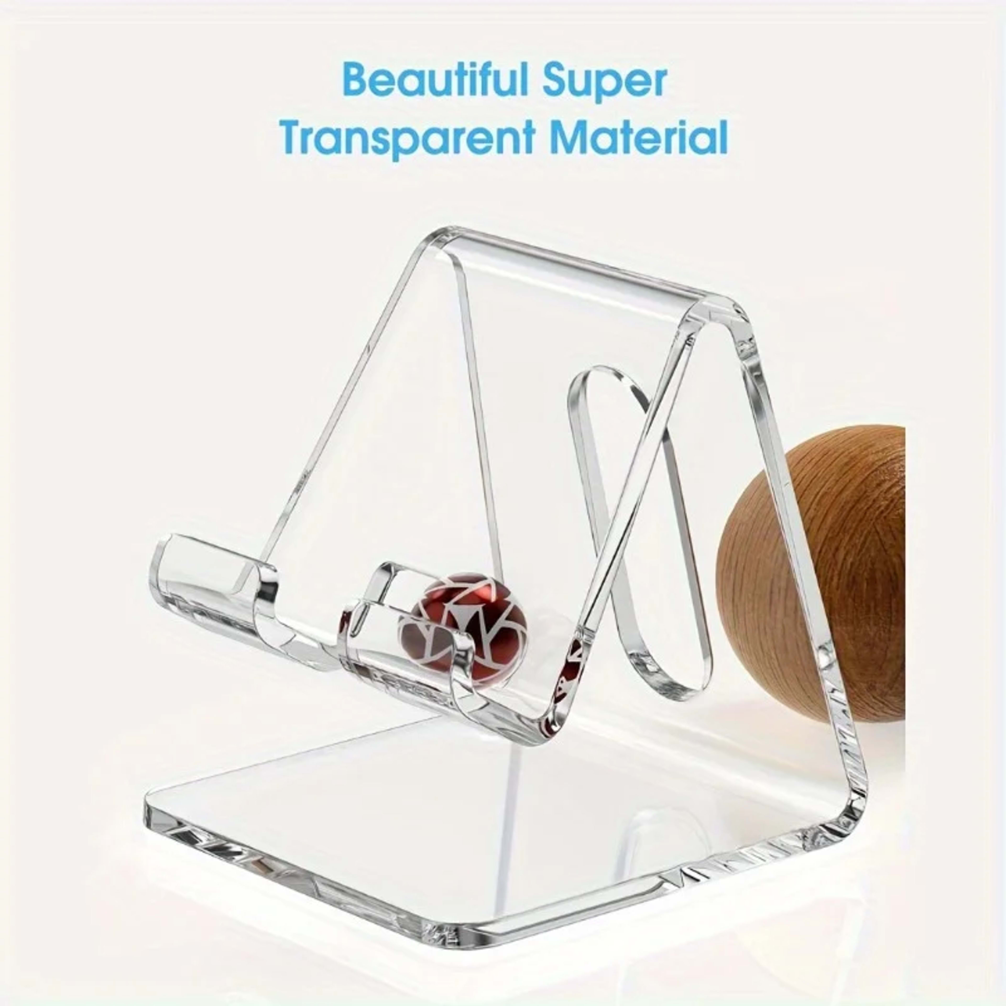 1pc Acrylic Phone Holder, Transparent Phone Holder, All Smartphones, Desk, Office Supplies, Accessories 4