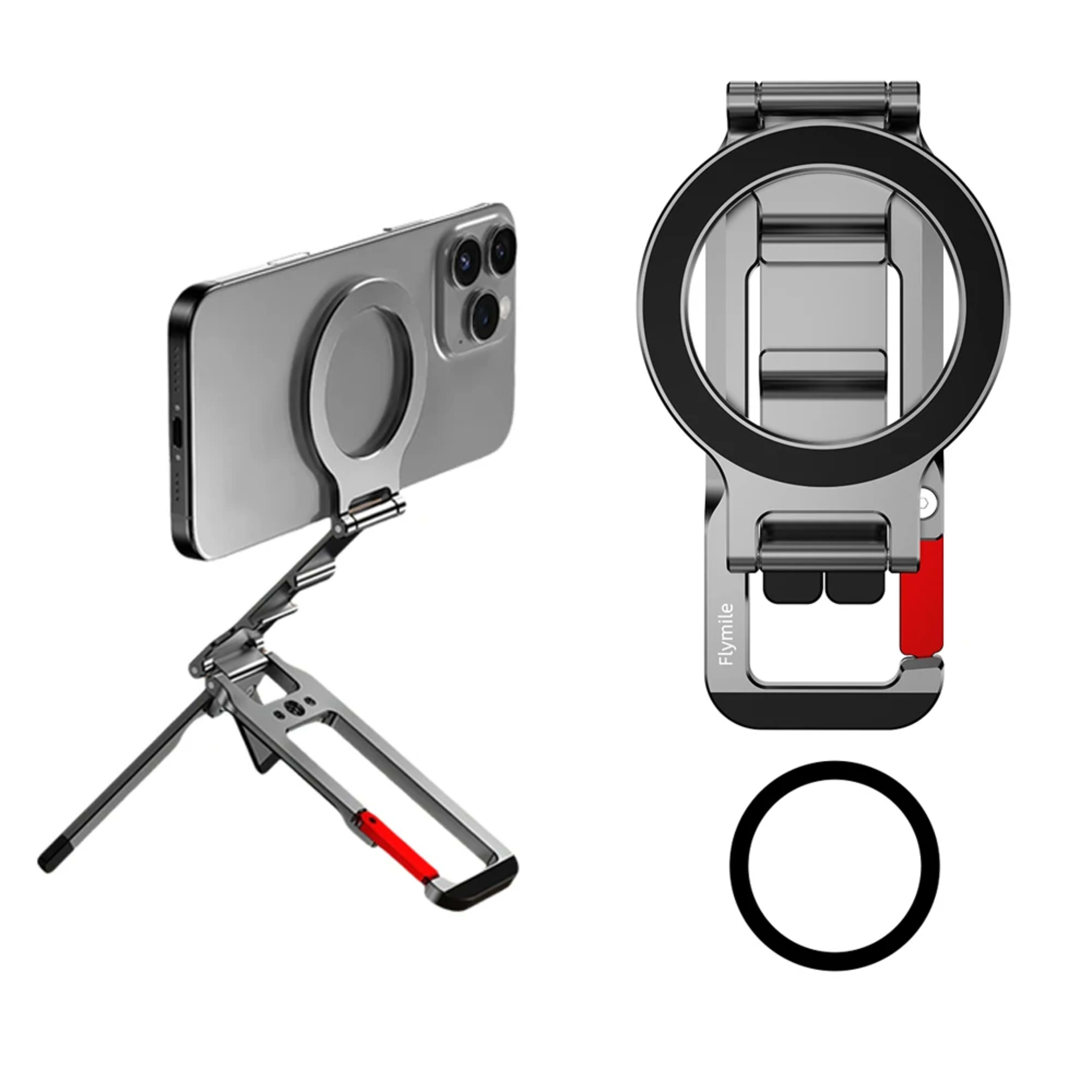 Flymile Magnetic Phone Holder Carabiner Mount for iphone 17 16 15 14 Accessories Handle Tripod Adapter Compatible with M
