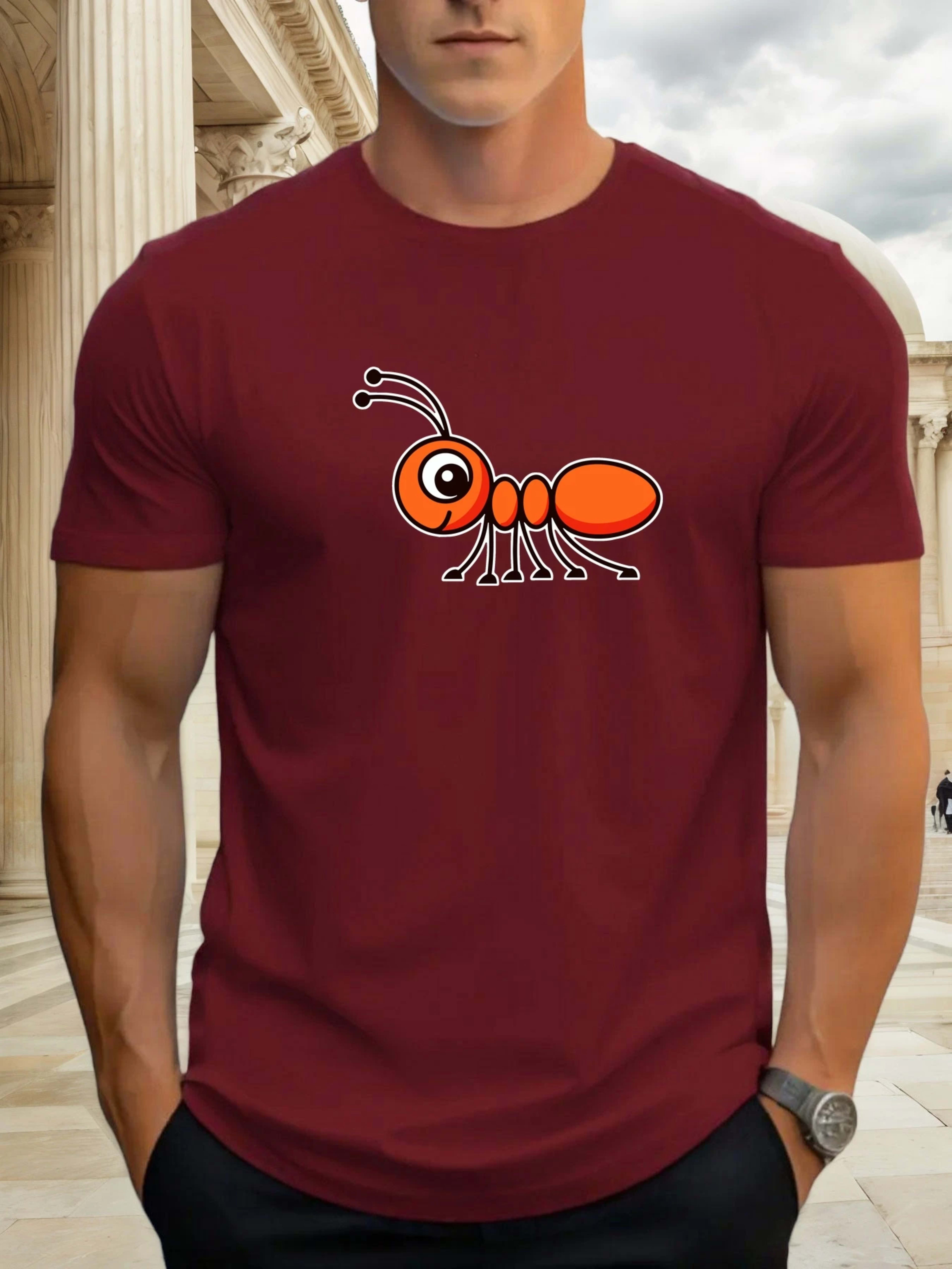 T Shirts For Men Ant 100% Cotton Graphic Printing Summer Round Neck T-Shirt Casual Breathable Street Style Daily Top 11