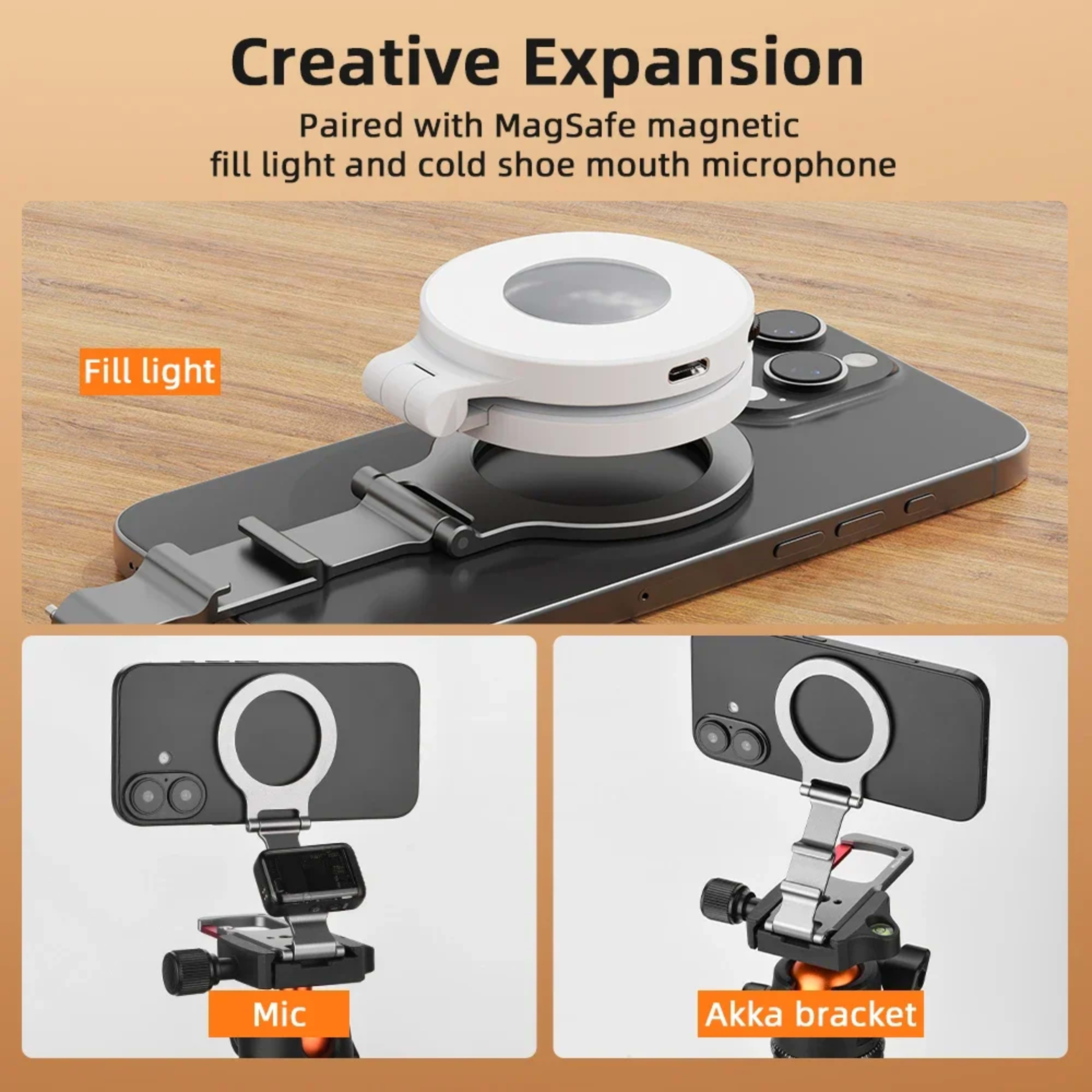 Flymile Magnetic Phone Holder Carabiner Mount for iphone 17 16 15 14 Accessories Handle Tripod Adapter Compatible with M 6