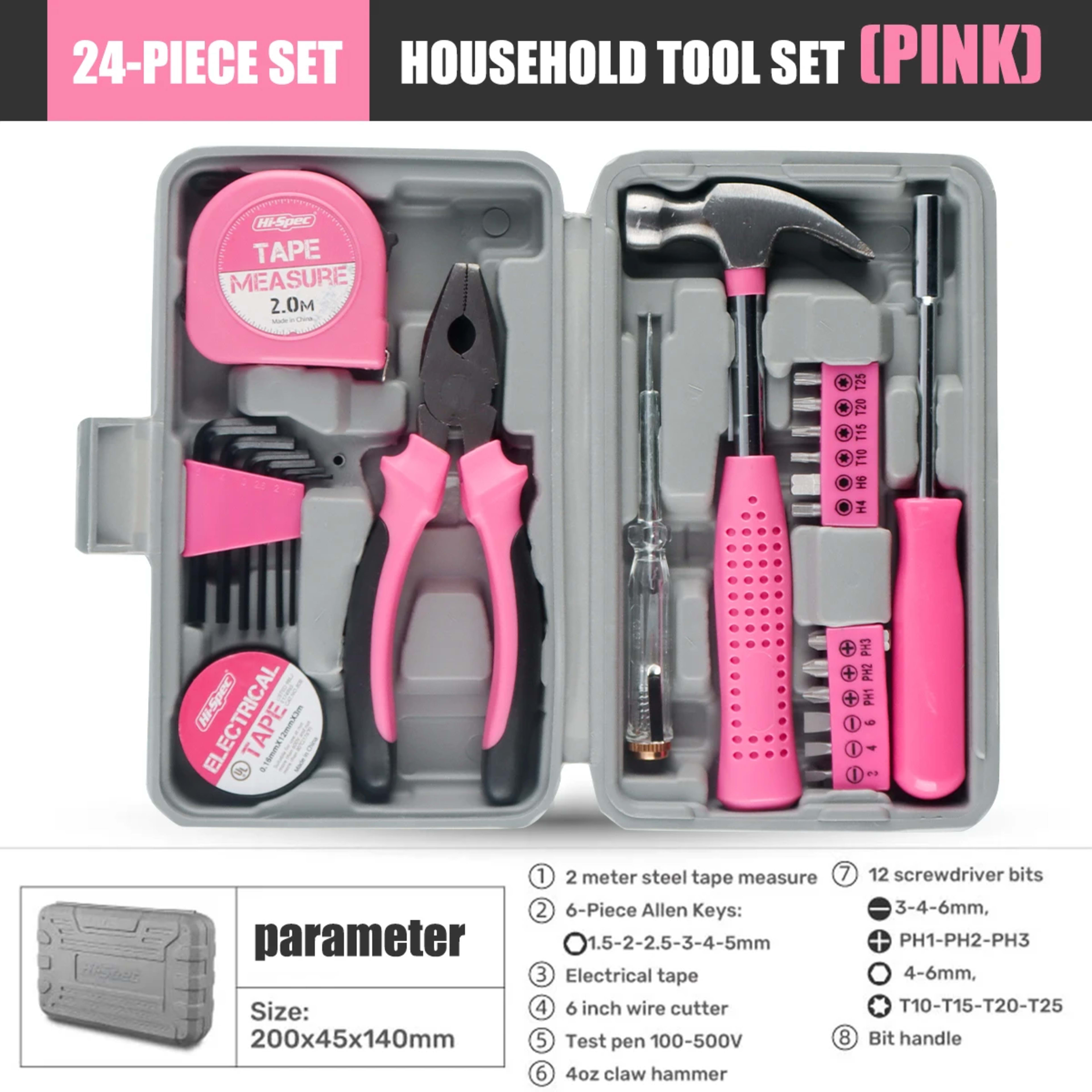 Household hand Tools Set General House hold Hand Tool Kit with Plastic Toolbox Storage Case Used to Car repair And home  10