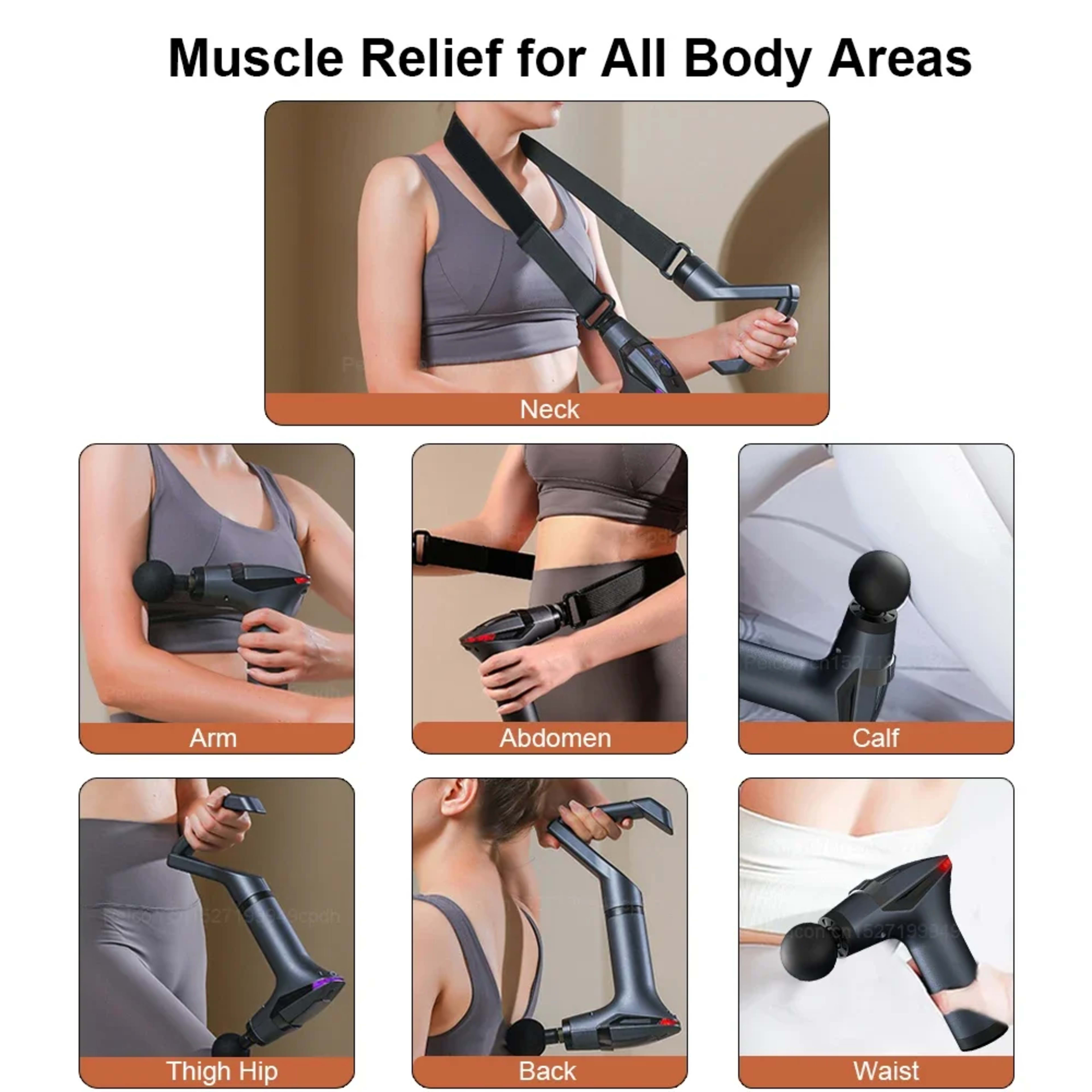 Fascia Massage Gun High Frequency Muscle Massage Gun Professional Body Back Shoulder Neck Waist Massager with Bent Long  6